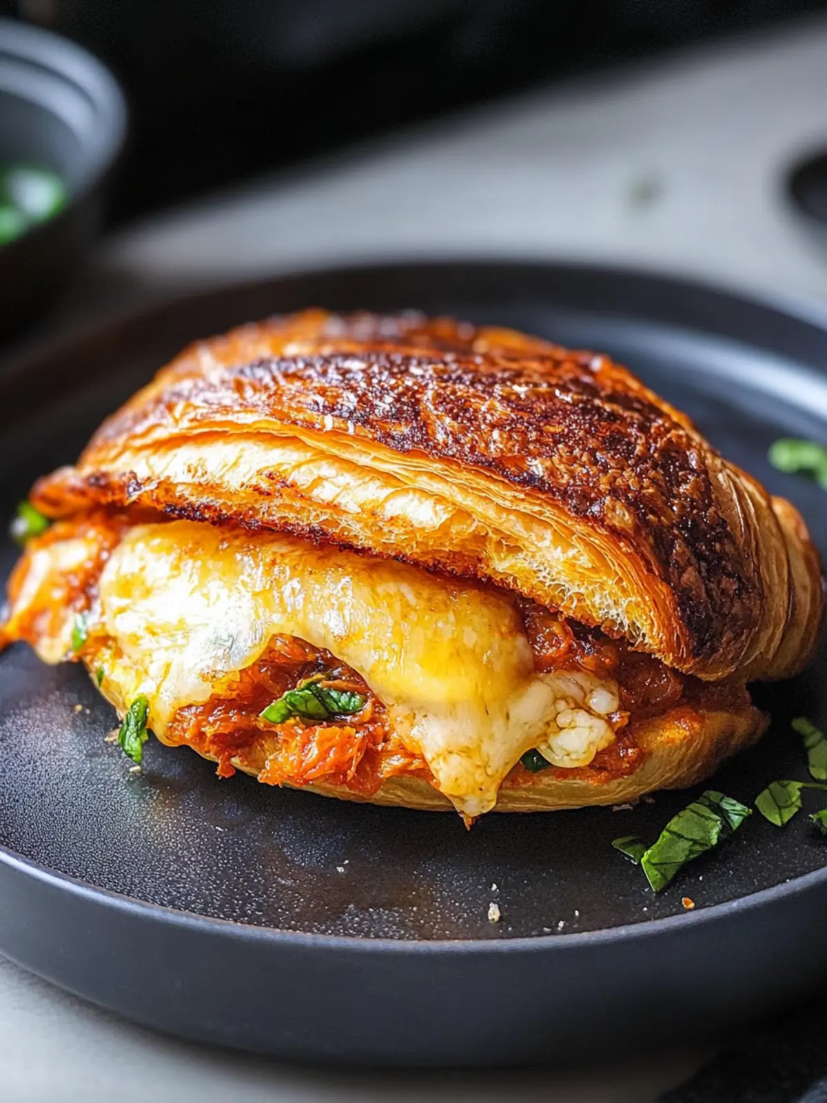 Savor the Kimchi Grilled Cheese Croissant Sandwich Delight 3 Kimchi Grilled Cheese Croissant Sandwich