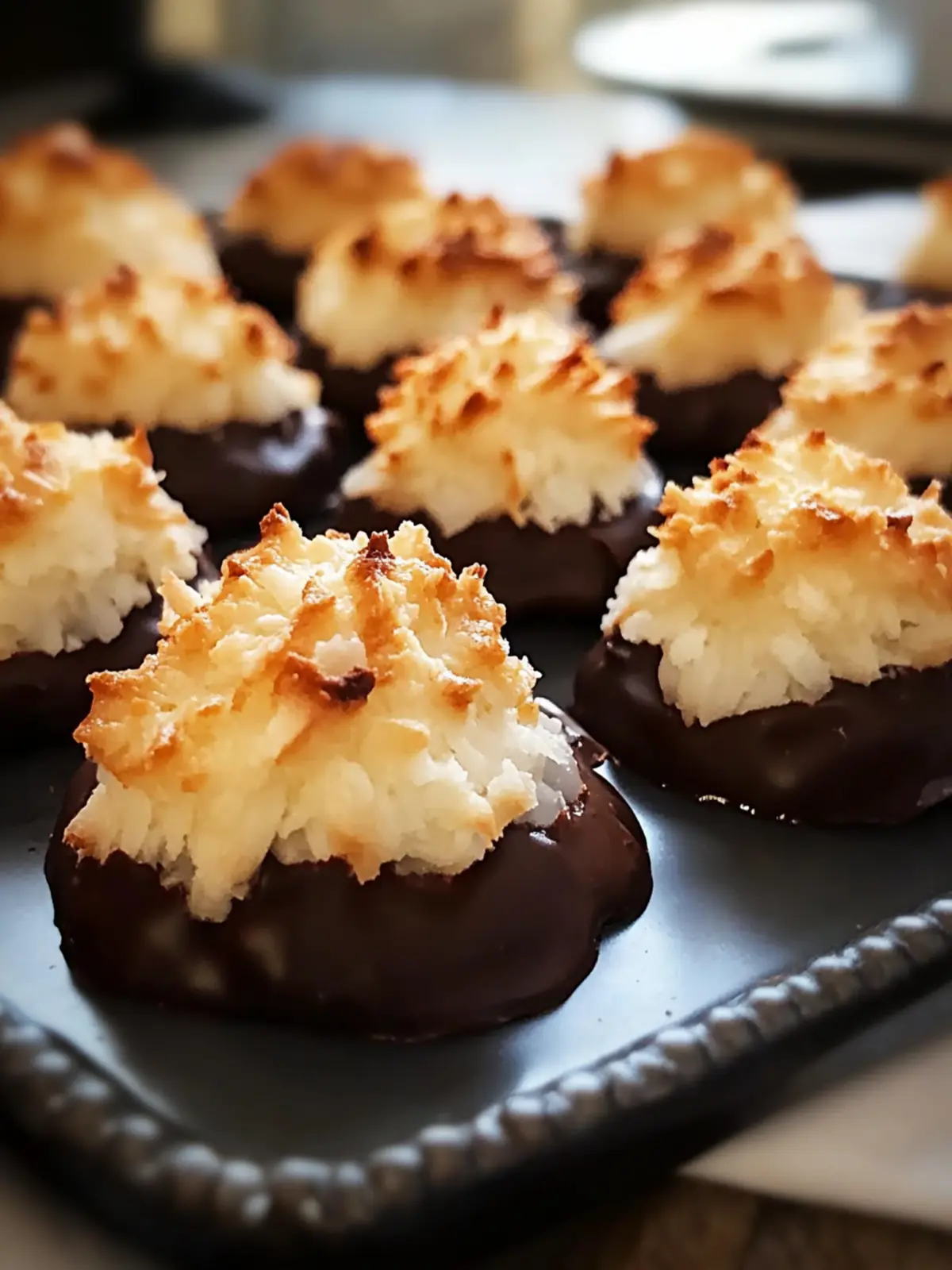 Heavenly Chocolate Dipped Coconut Macaroons You ll Love 2 Chocolate Dipped Coconut Macaroons