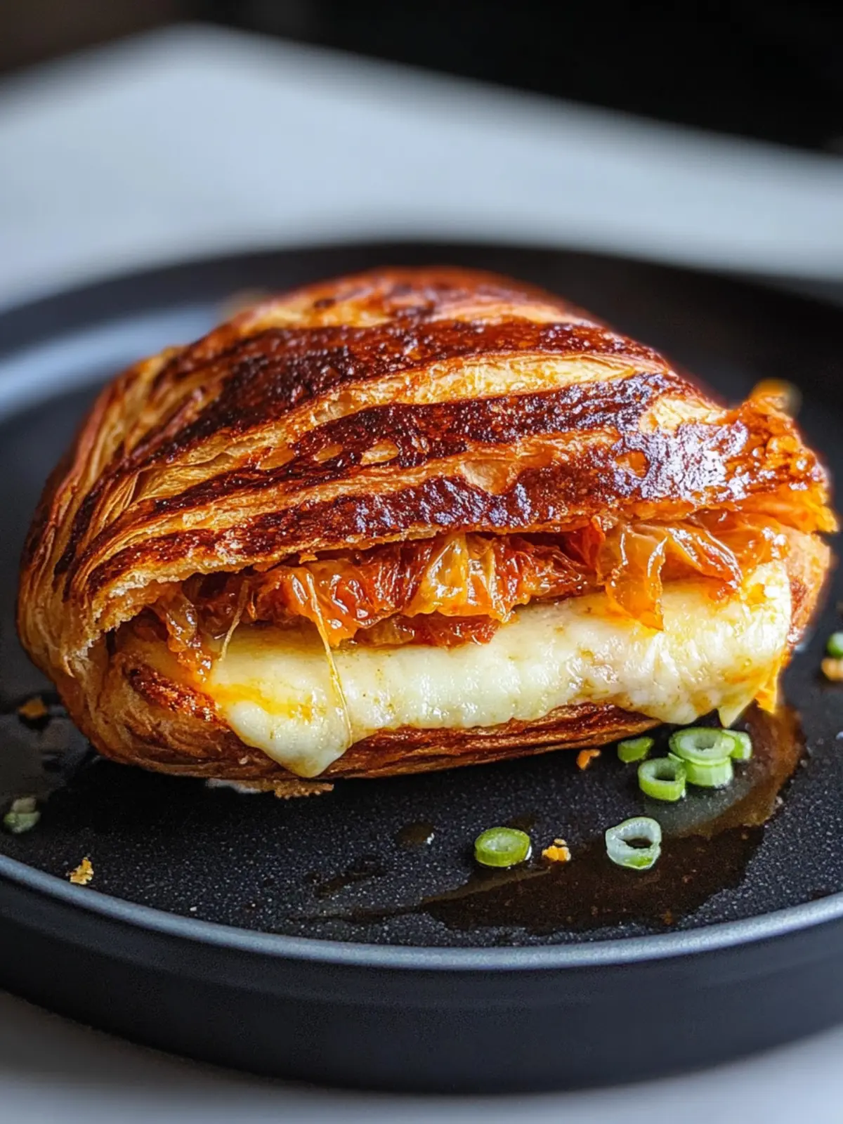 Savor the Kimchi Grilled Cheese Croissant Sandwich Delight 2 Kimchi Grilled Cheese Croissant Sandwich