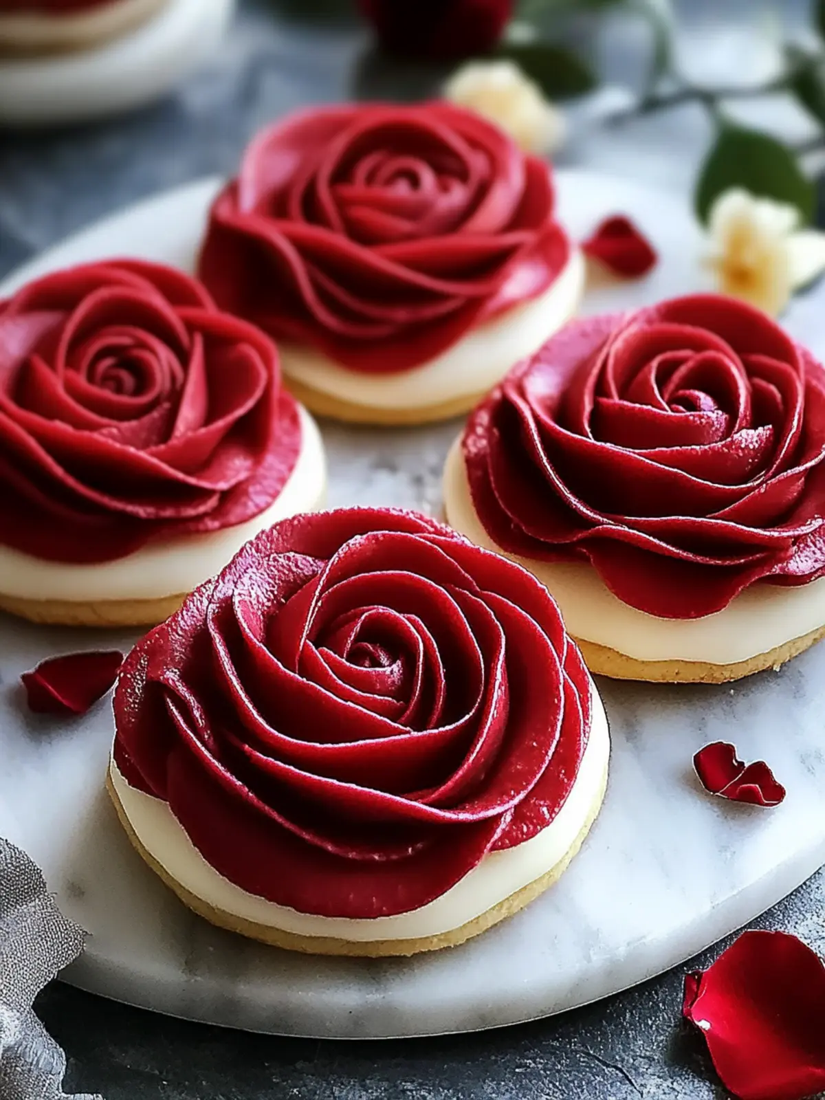 Irresistible Red Velvet Butter Cookie Roses with Creamy Filling 4 Red Velvet Butter Cookie Roses