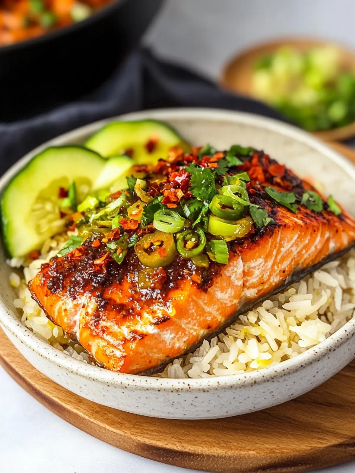 Chili Oil Salmon Rice Bowl: Quick 15-Minute Delight 4 Chili Oil Salmon Rice Bowl (15 Minute)