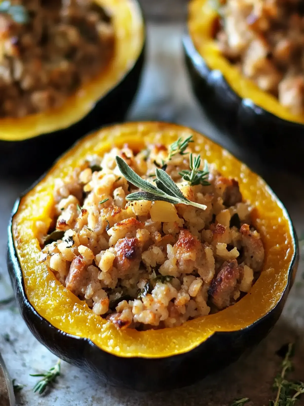 Savory Farro and Sausage Stuffed Acorn Squash Delight 3 Farro and Sausage Stuffed Acorn Squash