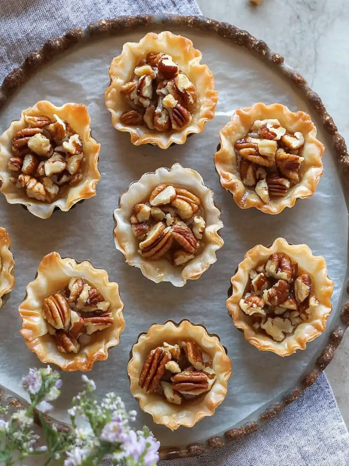 Mini Pecan Phyllo Tarts: Guilt-Free Holiday Bliss 2 Mini Pecan Phyllo Tarts