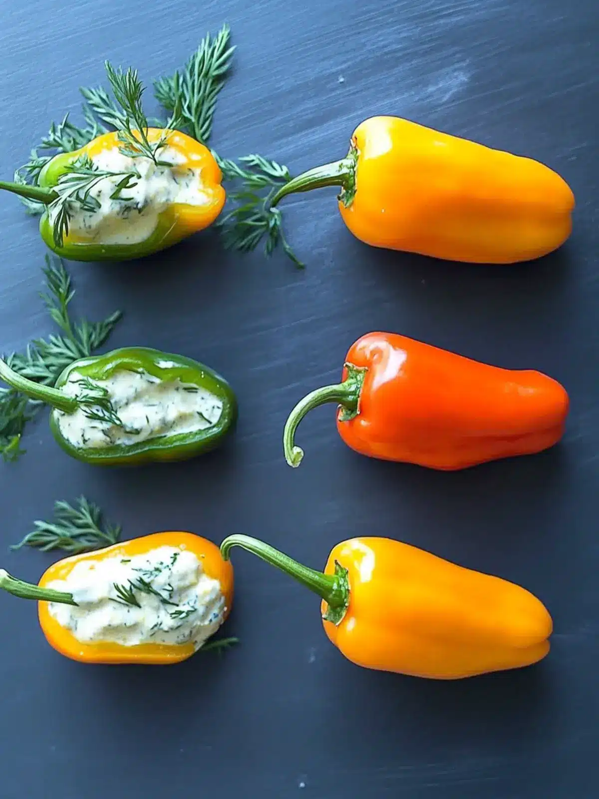 Mini 'Carrot' Peppers: Colorful Herb Cream Cheese Delights 3 Mini 'Carrot' Peppers