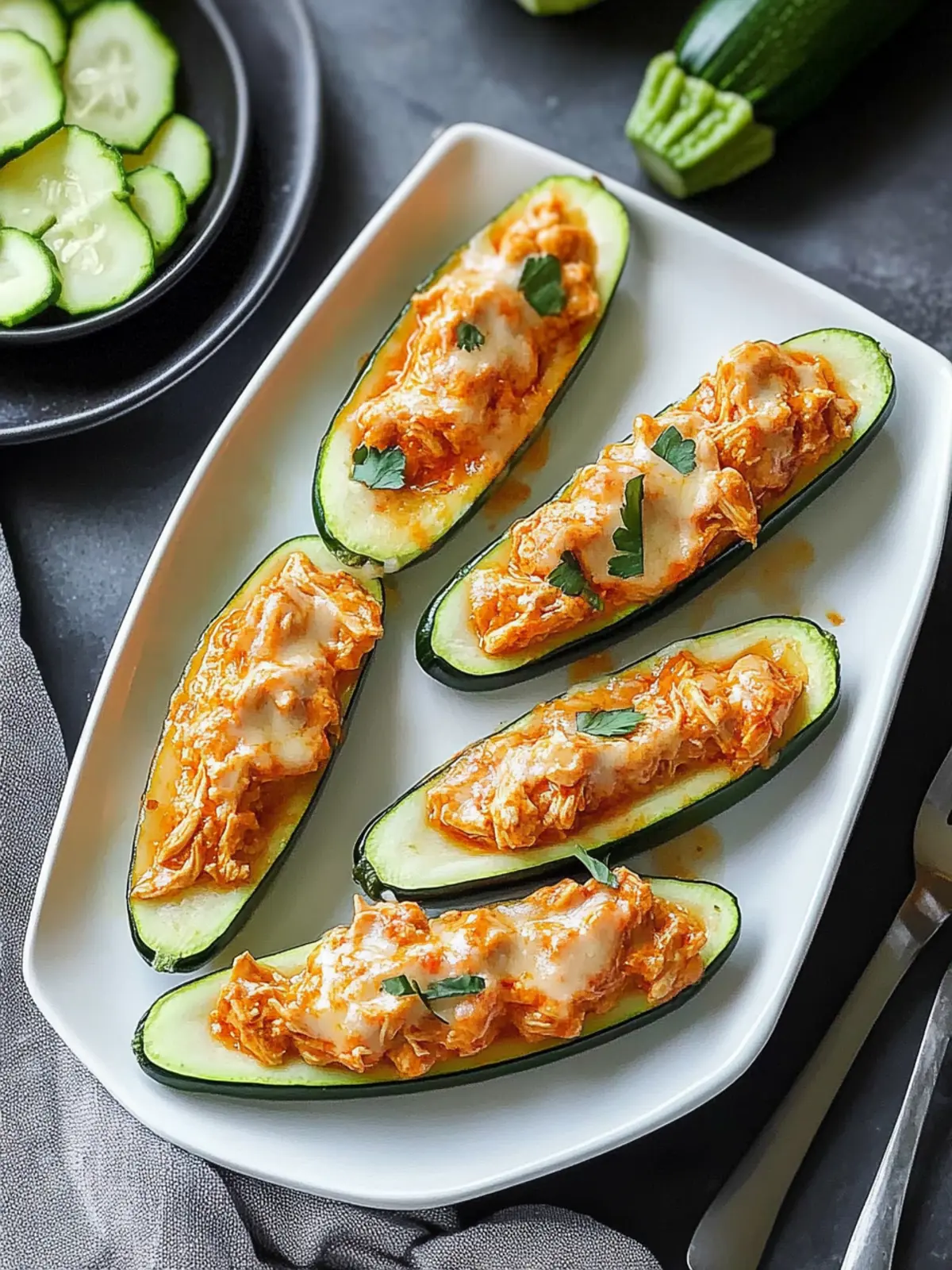 Bite into Flavor: Creamy Buffalo Chicken Zucchini Boats 3 Buffalo Chicken Zucchini Boats
