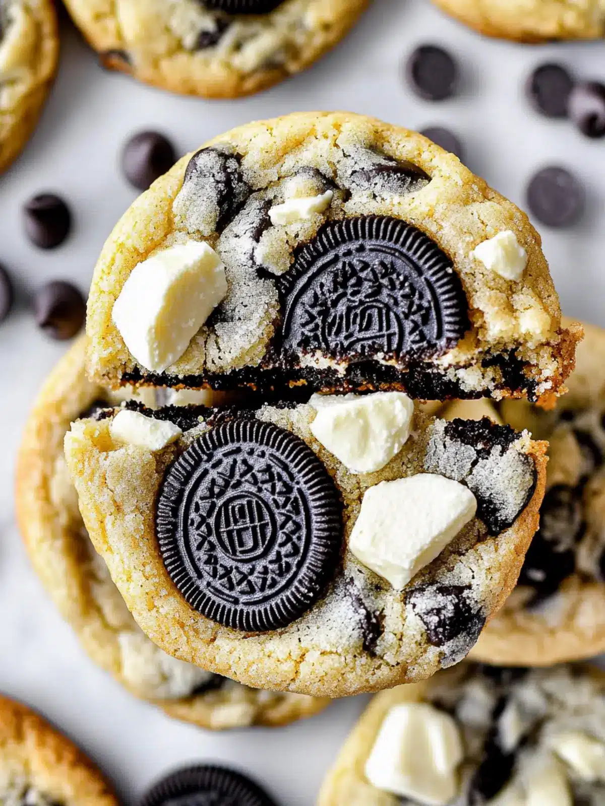 Thick Oreo Stuffed White Chocolate Chip Cookies You'll Love 4 Thick Oreo Stuffed White Chocolate Chip Cookies