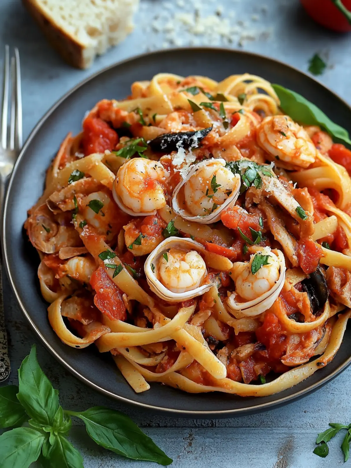 Easy Seafood Pasta Linguine in Chunky Tomato Sauce Bliss 3 Seafood Pasta Linguine in Chunky Tomato Sauce