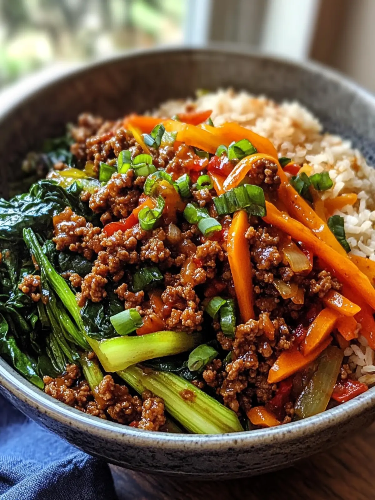 Spicy Ground Beef Stir Fry Bowl with Garlic Veggies & Rice Bliss 4 Spicy Ground Beef Stir Fry Bowl with Garlic Veggies Steamy Rice