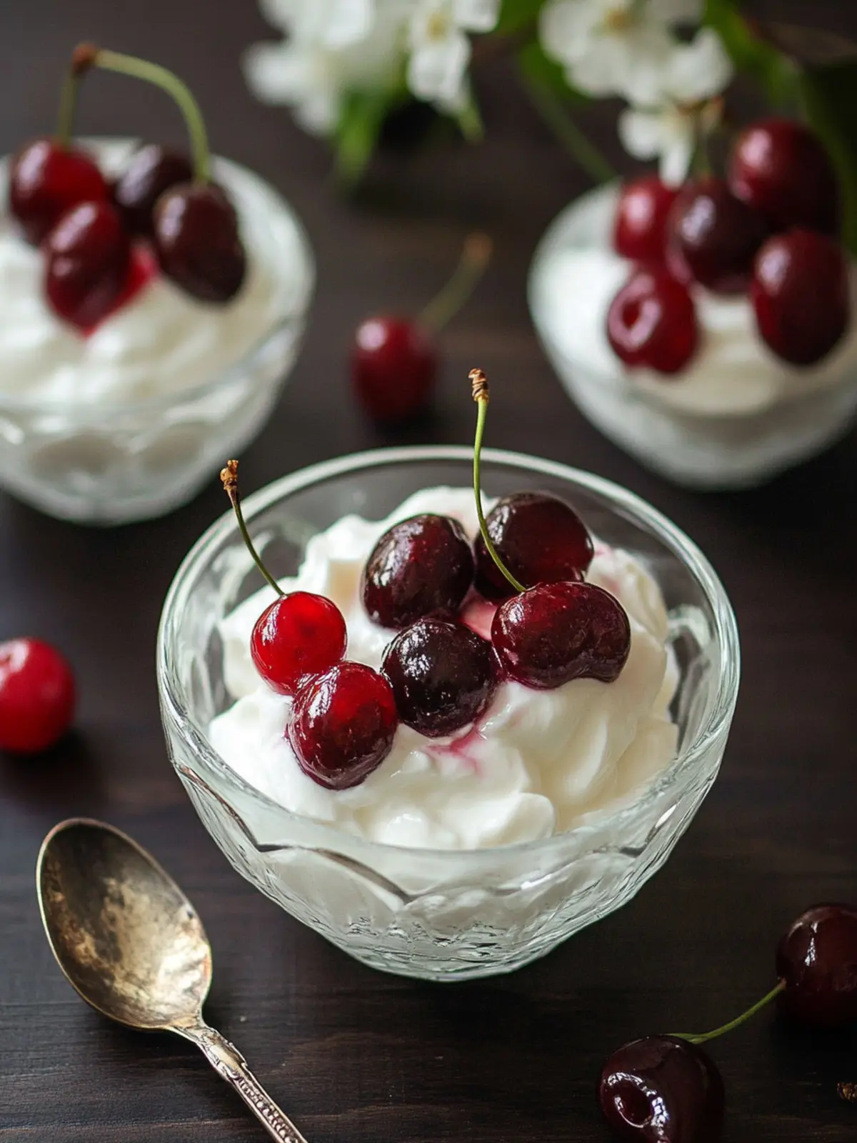 Greek Yogurt with Cherry Spoon Sweets: A Sweet Breakfast Delight 2 Greek Yogurt with Cherry Spoon Sweets