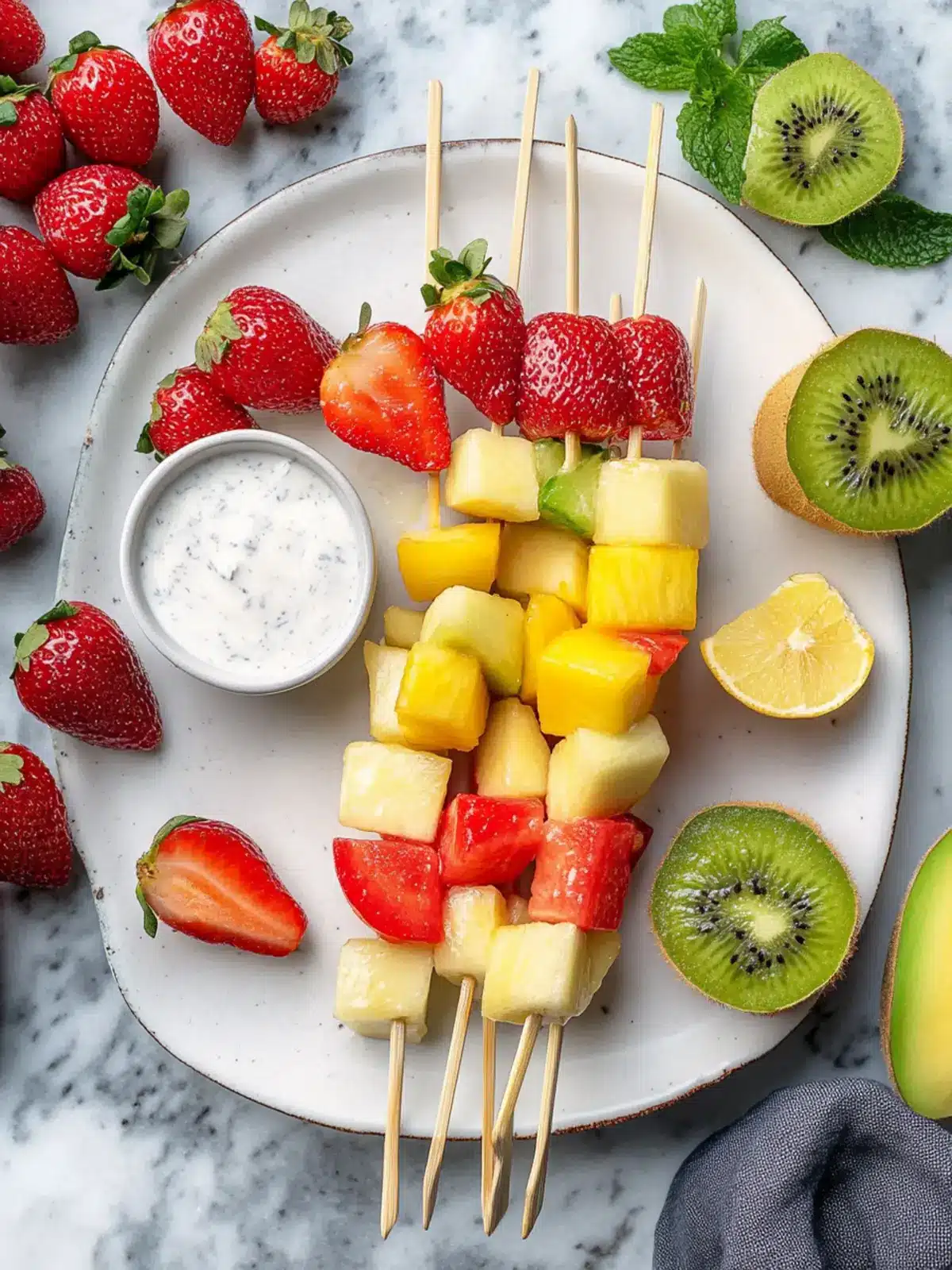 Easy Fruit Kabobs With Creamy Yogurt Dip for Summer Fun 2 Easy Fruit Kabobs With Creamy Yogurt Dip