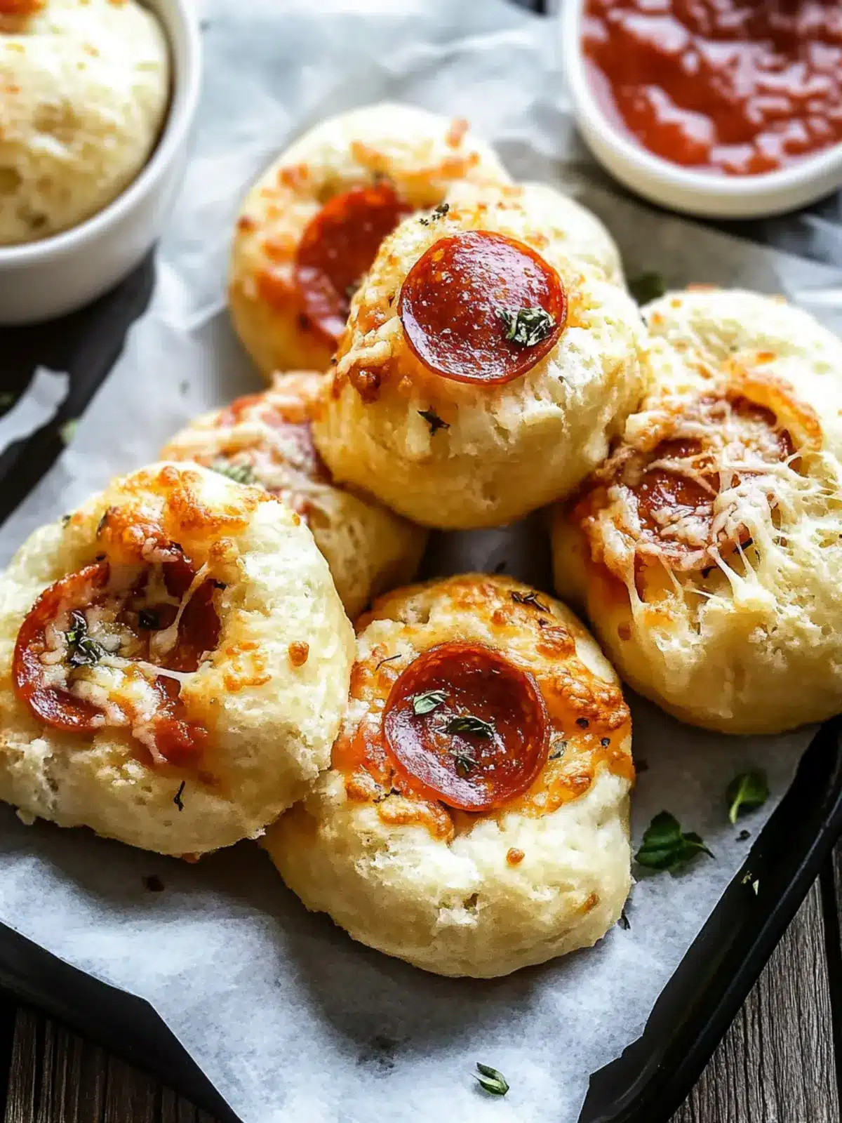 Melt-in-Your-Mouth Cheesy Pepperoni Pizza Biscuits 4 Cheesy Pepperoni Pizza Biscuits