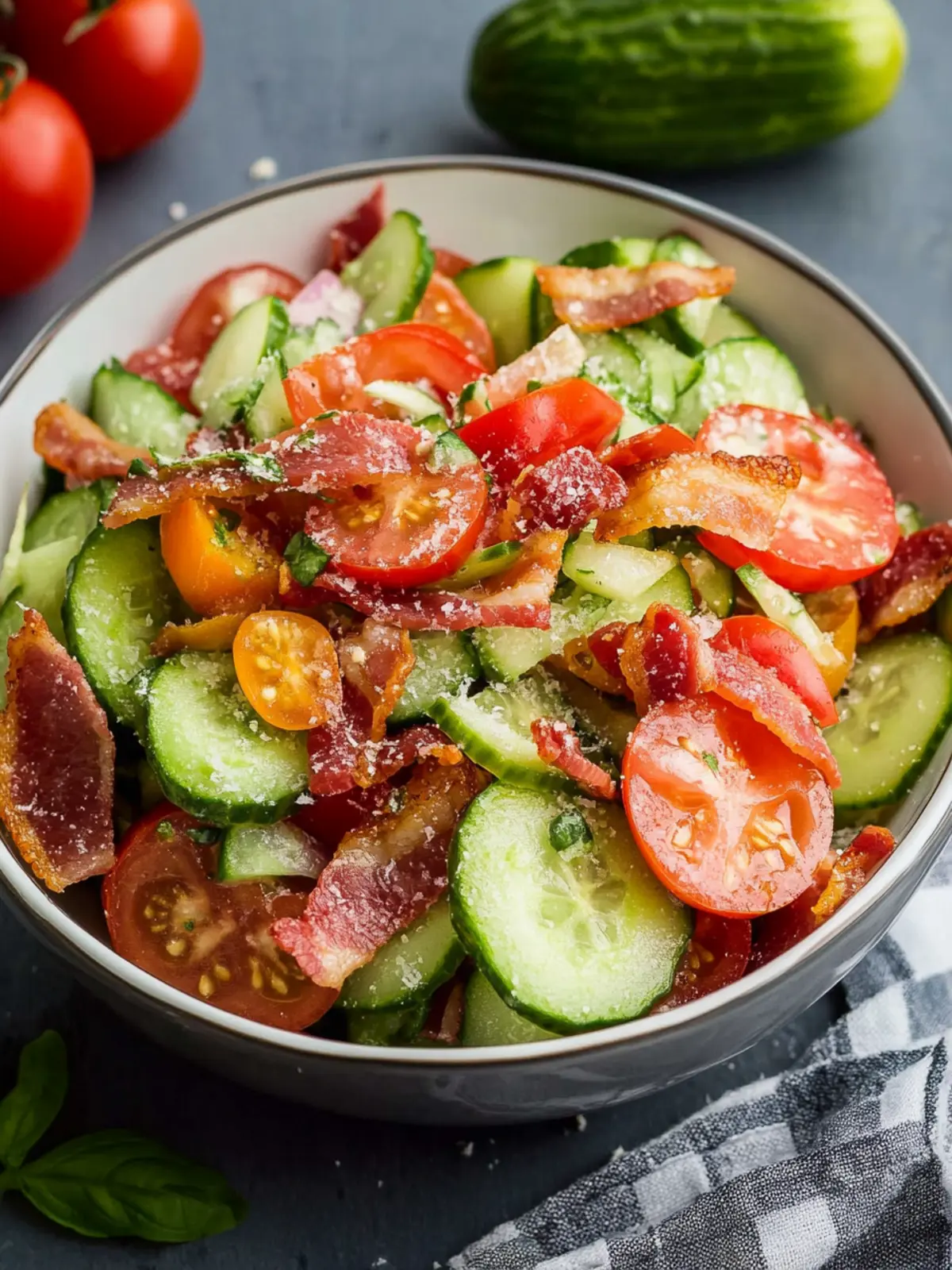 Refreshing Cucumber Tomato Salad With Bacon for Summer Fun 3 Cucumber Tomato Salad With Bacon