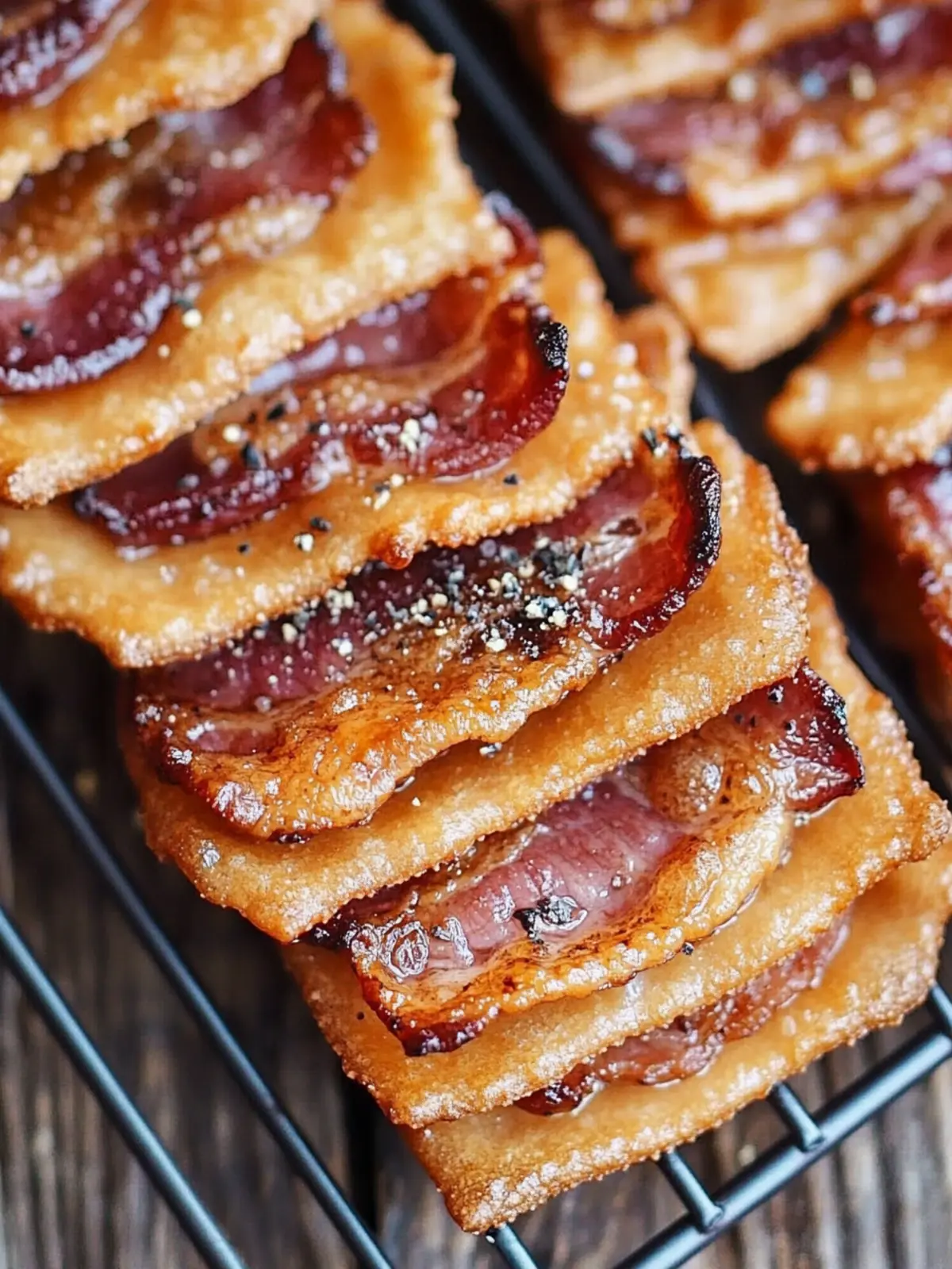 Crispy Bacon Crackers: Sweet and Savory Party Hit! 2 Bacon Crackers