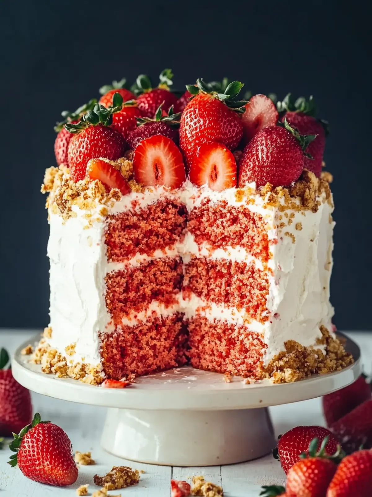 Irresistible Strawberry Crunch Cake with a Delightful Topping 3 Strawberry Crunch Cake