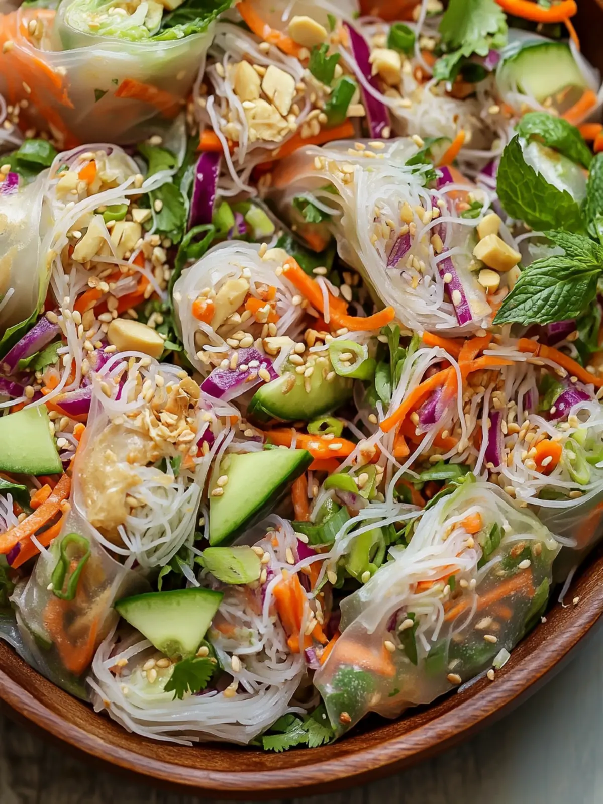 Ultimate Spring Roll Salad with Peanut Dressing Bliss 2 Spring Roll Salad with Peanut Dressing