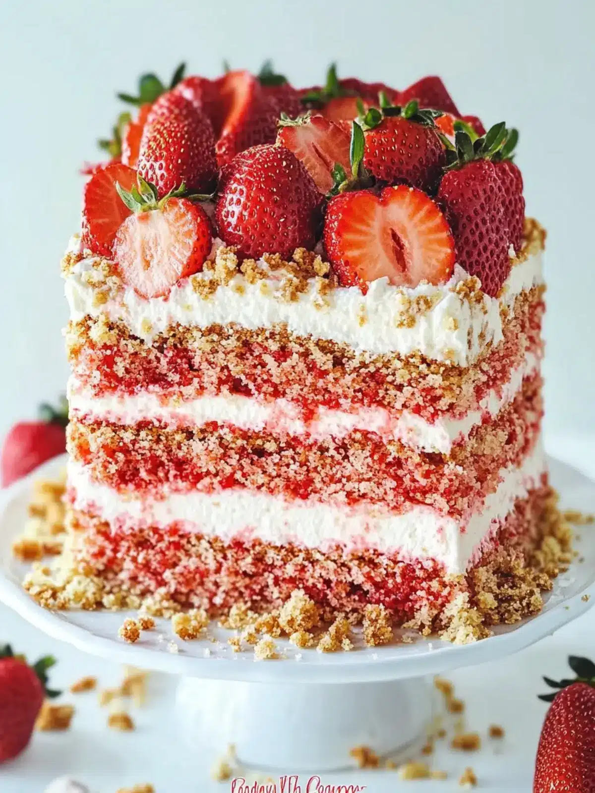 Irresistible Strawberry Crunch Cake with a Delightful Topping 2 Strawberry Crunch Cake