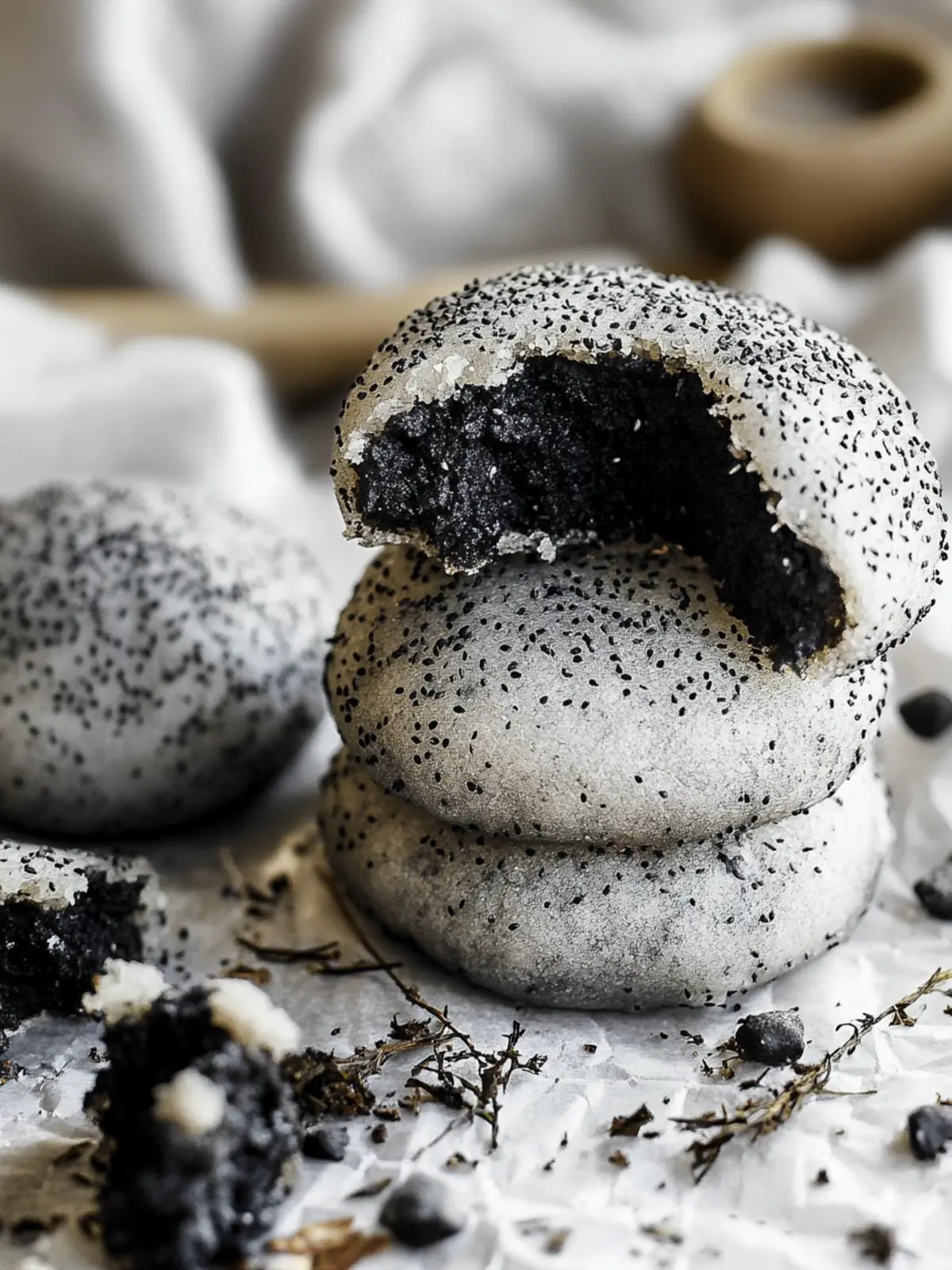 Deliciously Chewy Black Sesame Mochi Cookies (Gluten Free) 2 Black Sesame Mochi Cookies (Gluten Free)