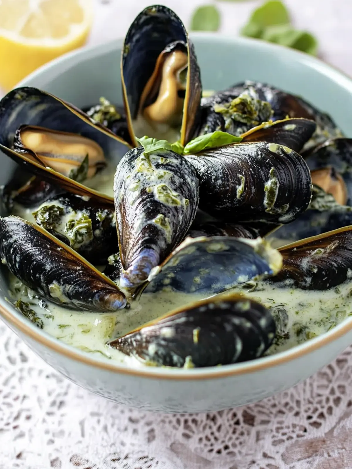 Mussels in Basil Cream Sauce A Guilt-Free Italian Treat 3 Mussels in Basil Cream Sauce