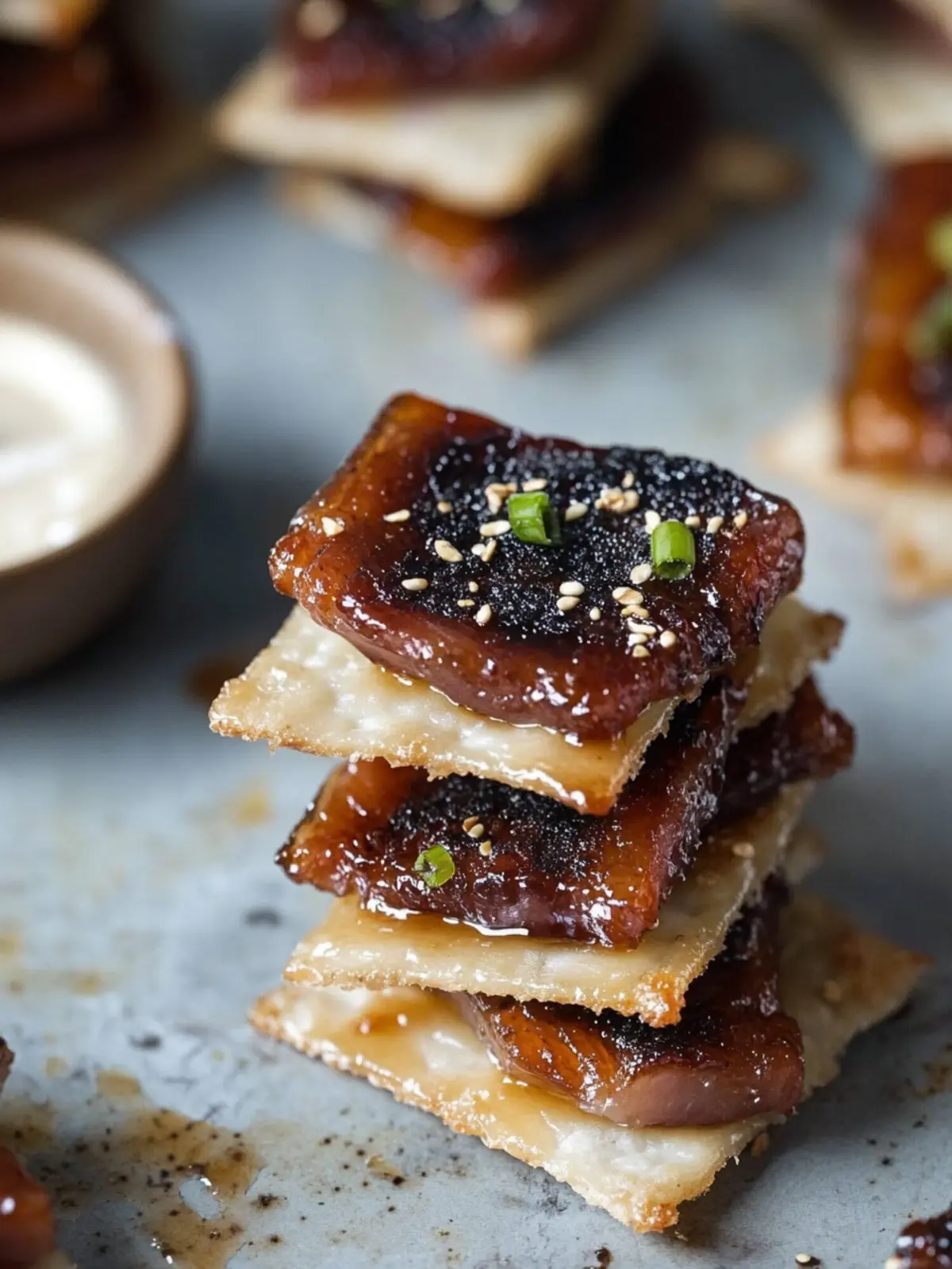 Caramelized Pork Belly Crackers: Gourmet Bites at Home 3 Caramelized Pork Belly Crackers