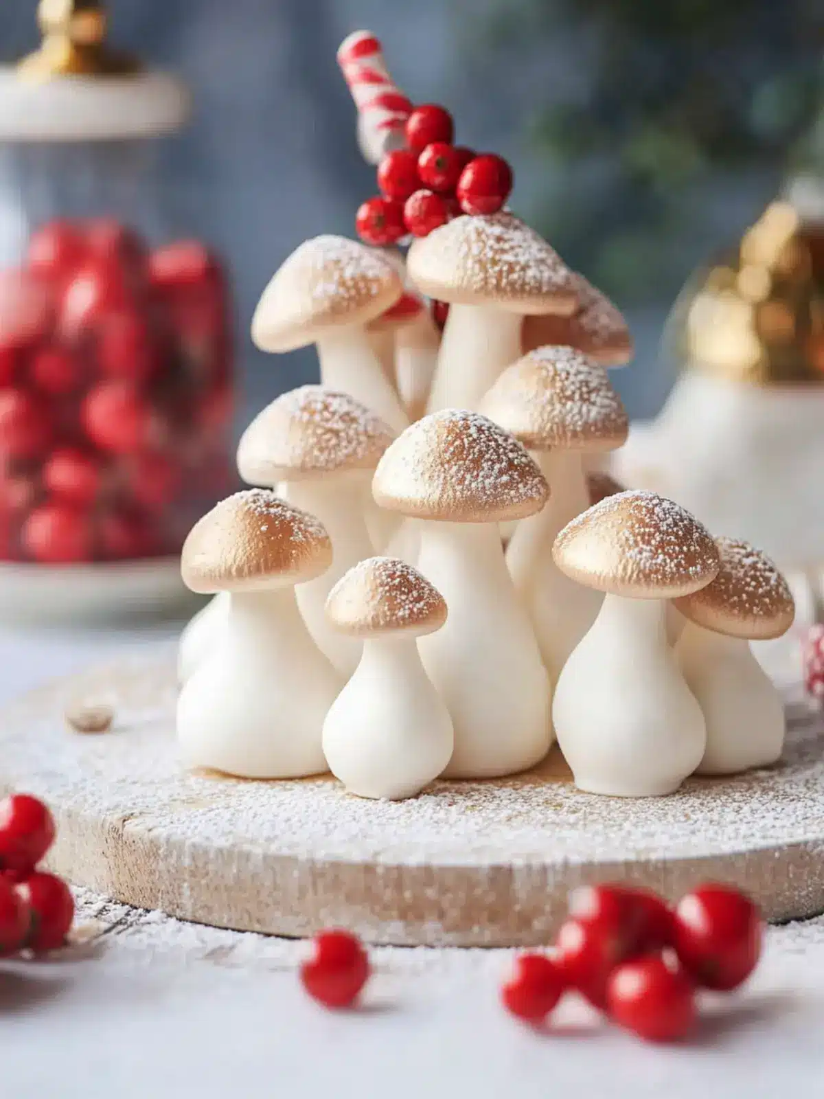 Festive Meringue Mushrooms - Delightful Holiday Treats Made Easy 3 Festive Meringue Mushrooms