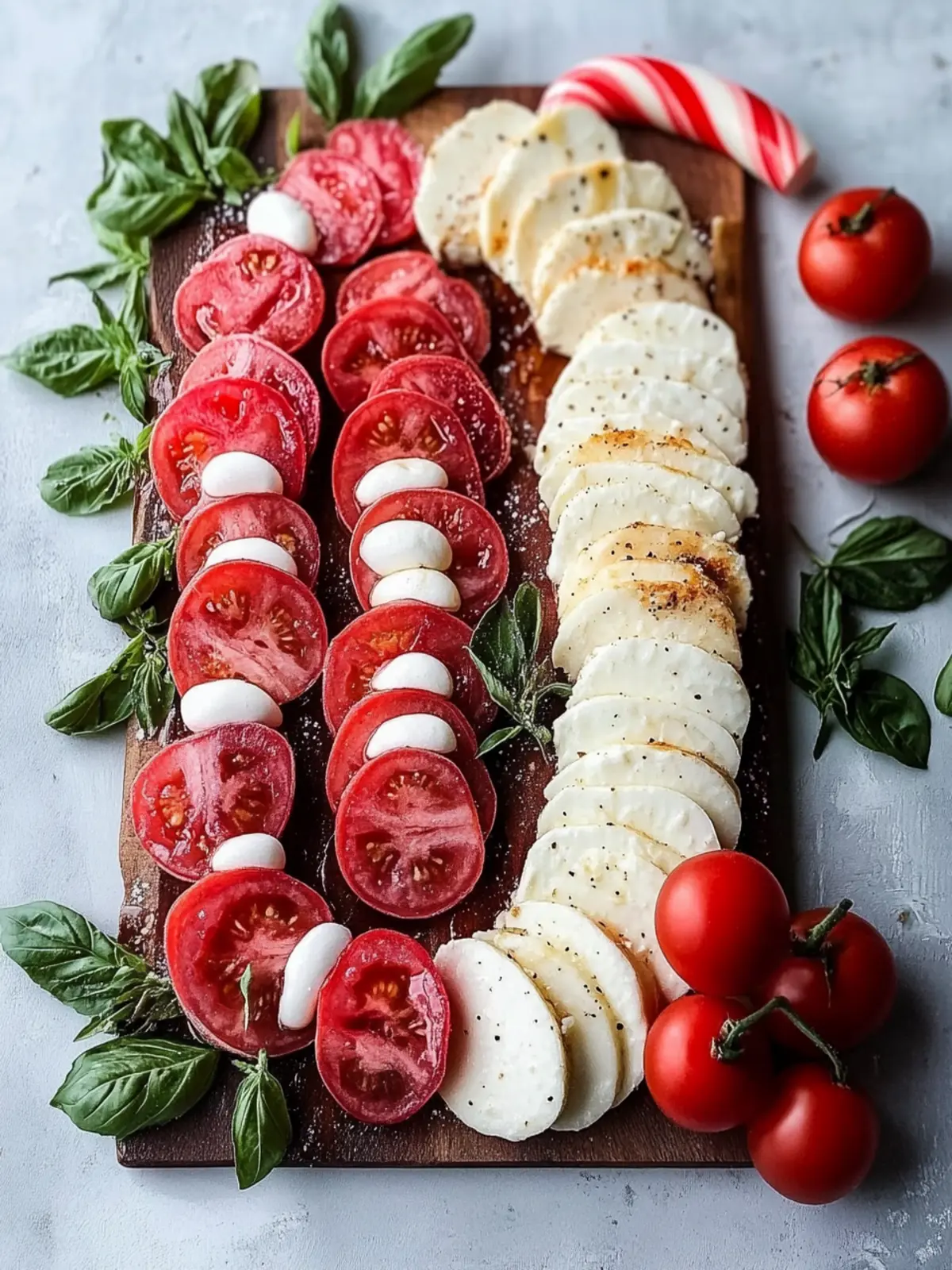 Candy Cane Caprese Board: Easy, Festive Appetizer Delight 4 Candy Cane Caprese Board