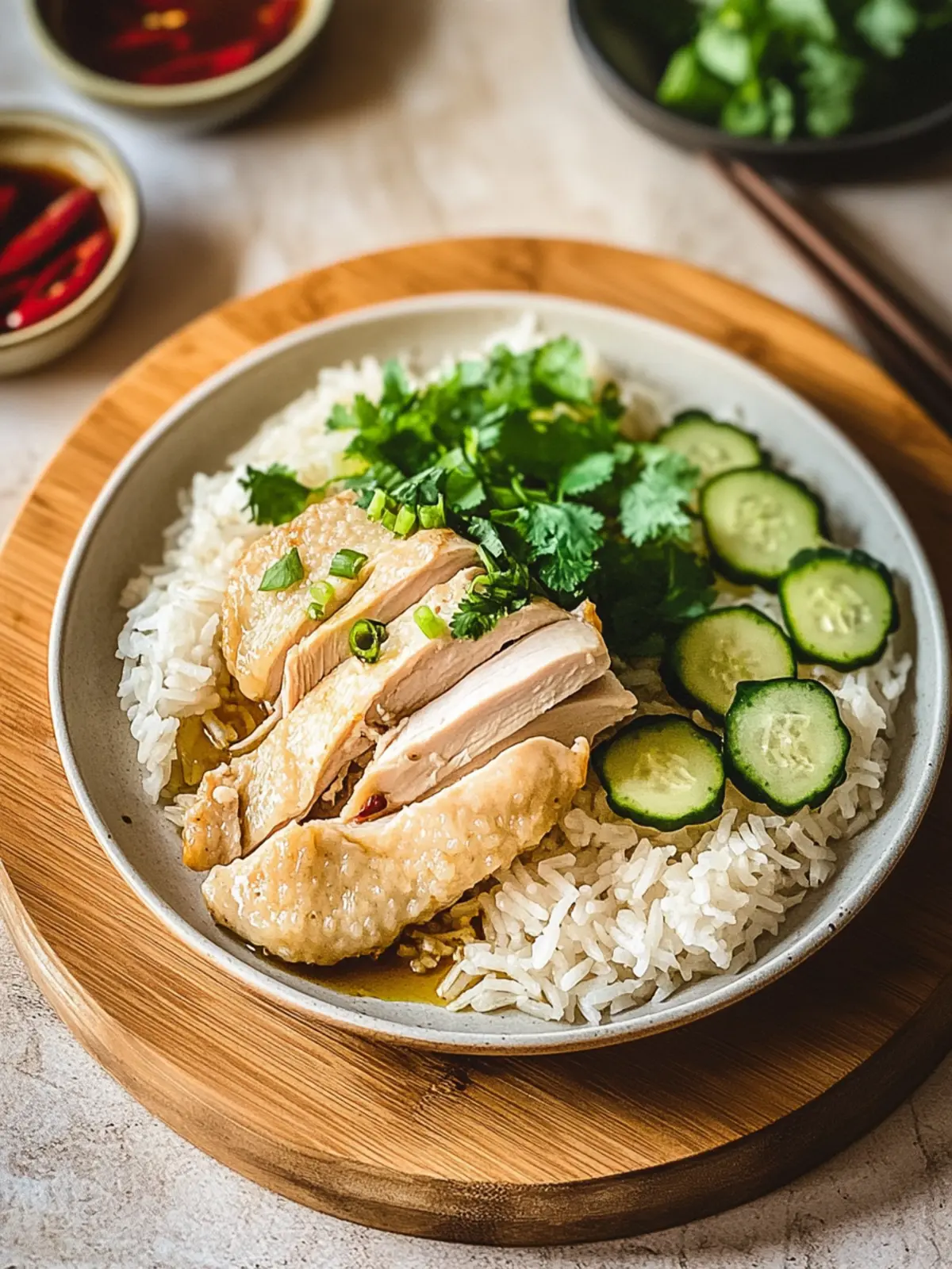 Savory One Pot Hainanese Chicken Rice with Scallion Oil Bliss 3 One Pot Hainanese Chicken Rice with Scallion Oil