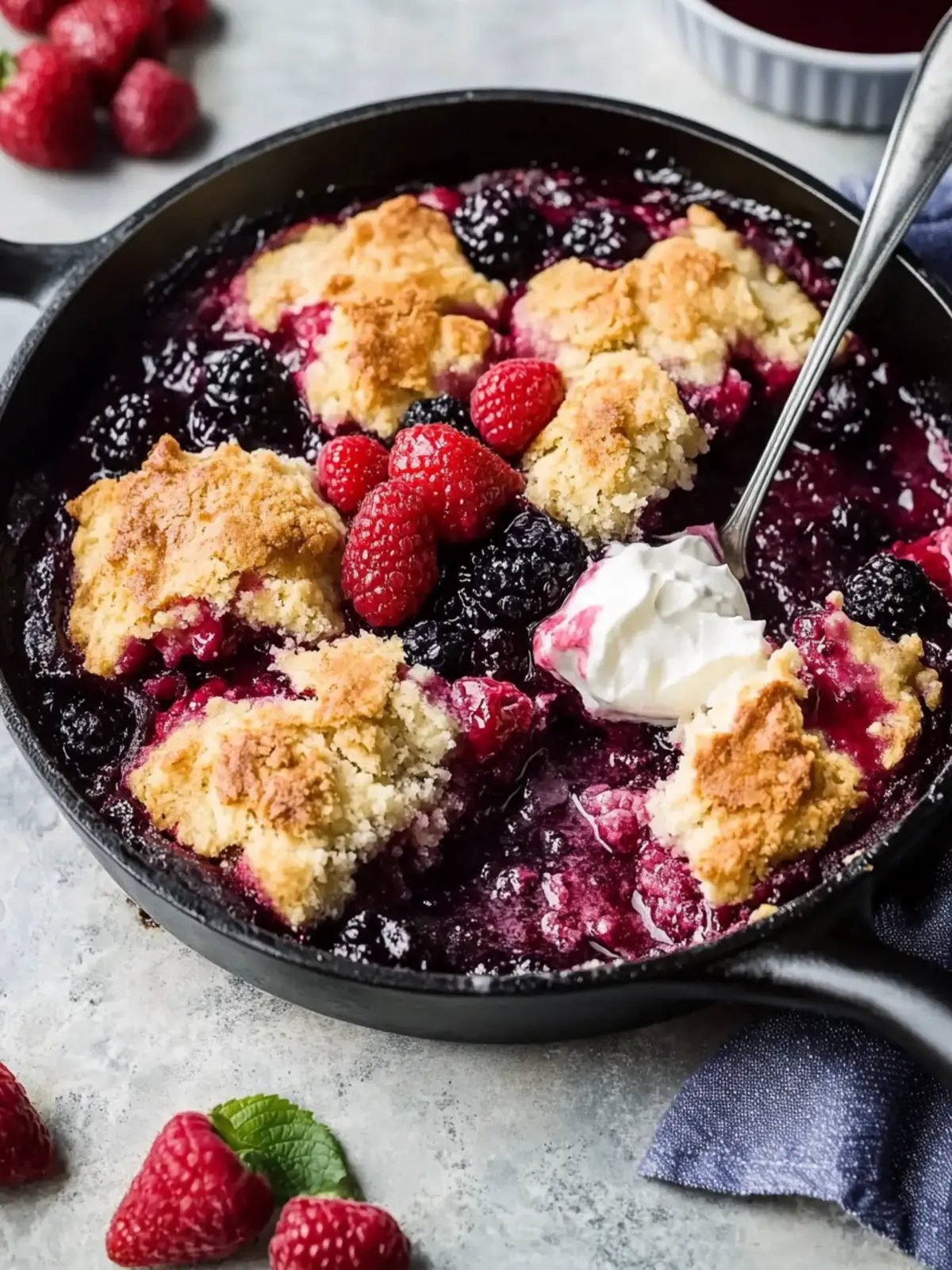 Skillet Mixed Berry Buttermilk Cobbler: A Lighter Delight 4 Skillet Mixed Berry Buttermilk Cobbler