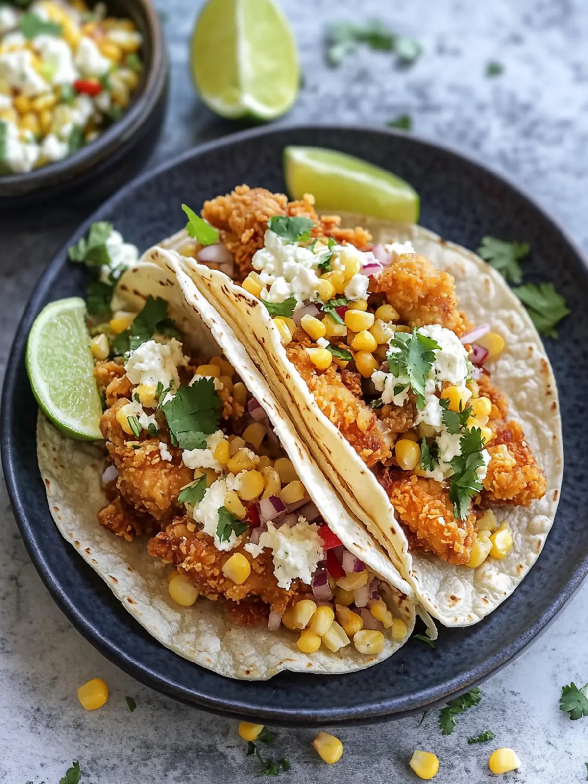 Crispy Street Corn Fried Chicken Tacos for Taco Night Fun 3 Street Corn Fried Chicken Tacos