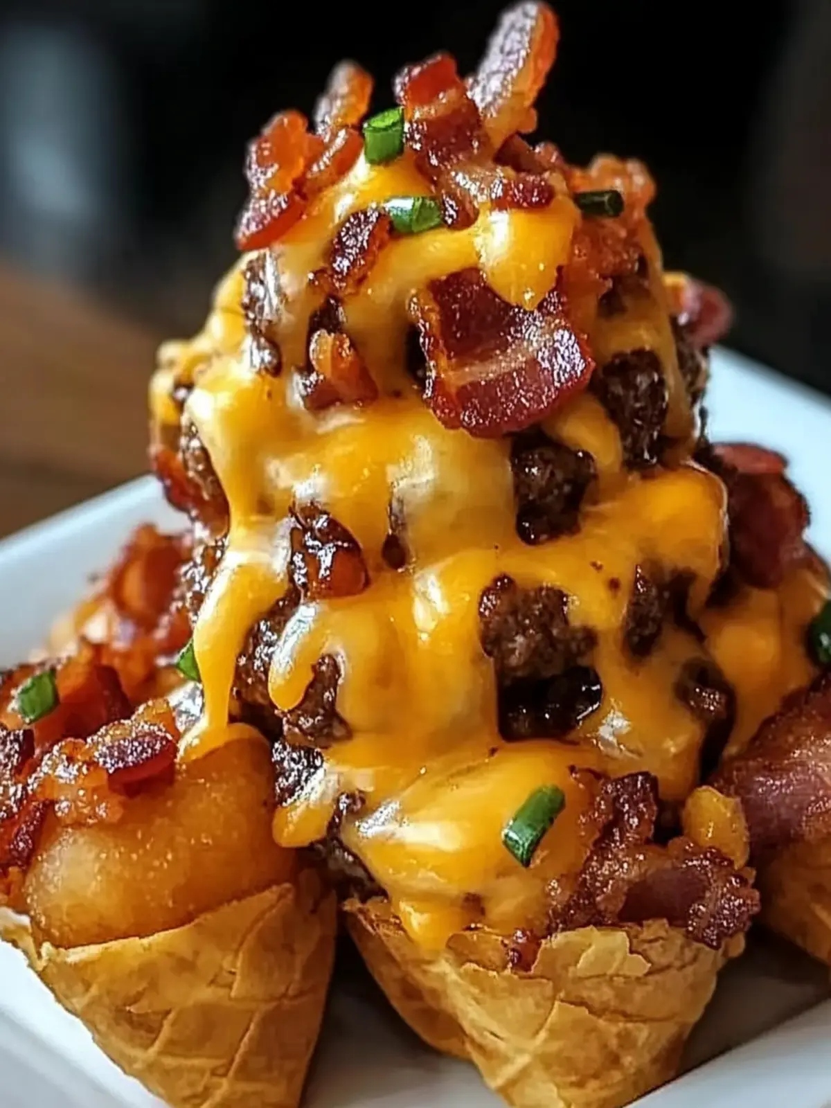 Bacon Cheeseburger Stuffed Tater Tot Cones for Epic Snacking 4 Bacon Cheeseburger Stuffed Tater Tot Cones