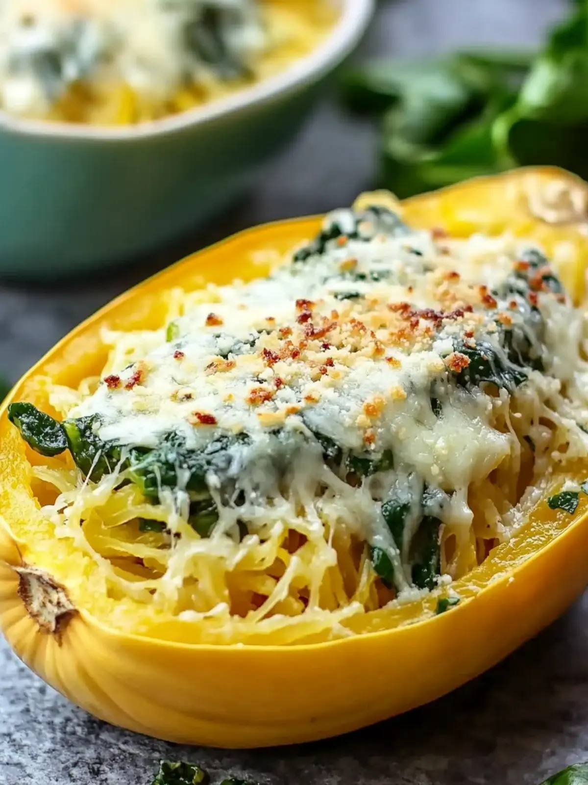 Cheesy Garlic Parmesan Spinach Spaghetti Squash Delight 2 Cheesy Garlic Parmesan Spinach Spaghetti Squash
