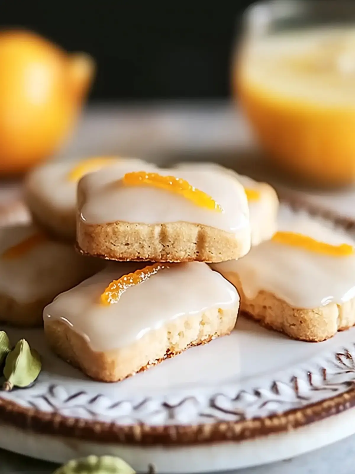 Cardamom Shortbread Cookies with Orange Glaze for Tea Bliss 2 Cardamom Shortbread Cookies with Orange Glaze for Tea Bliss