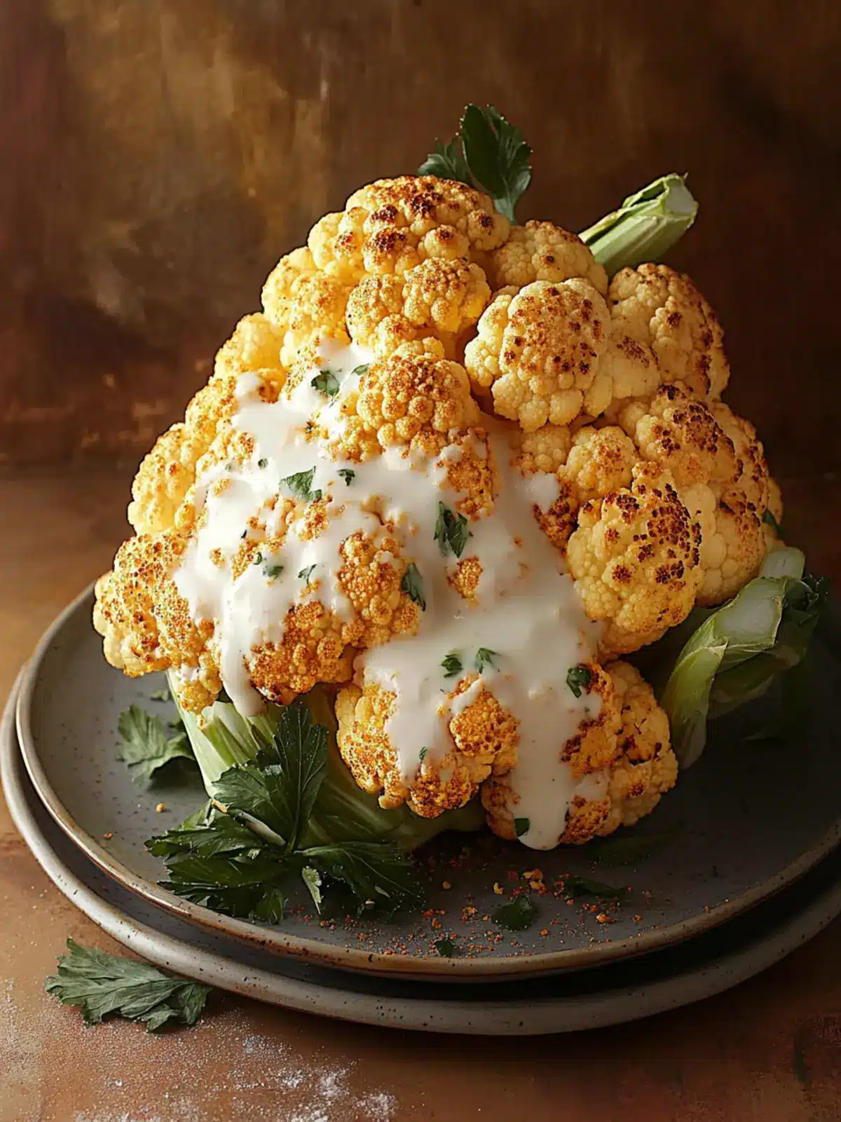 Whole Roasted Cauliflower with Velvety Parmesan Delight 4 Whole Roasted Cauliflower