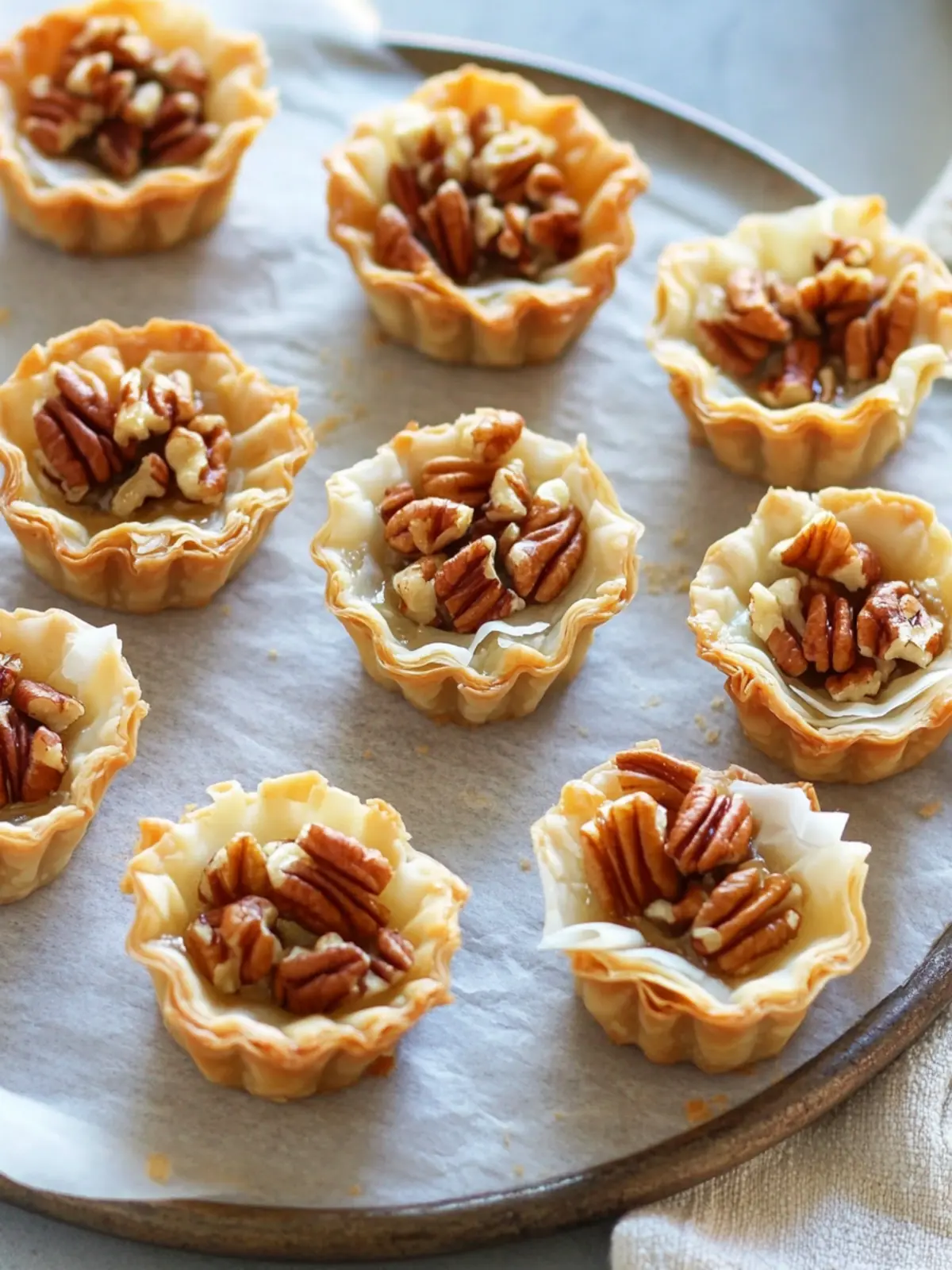 Mini Pecan Phyllo Tarts: Guilt-Free Holiday Bliss 3 Mini Pecan Phyllo Tarts