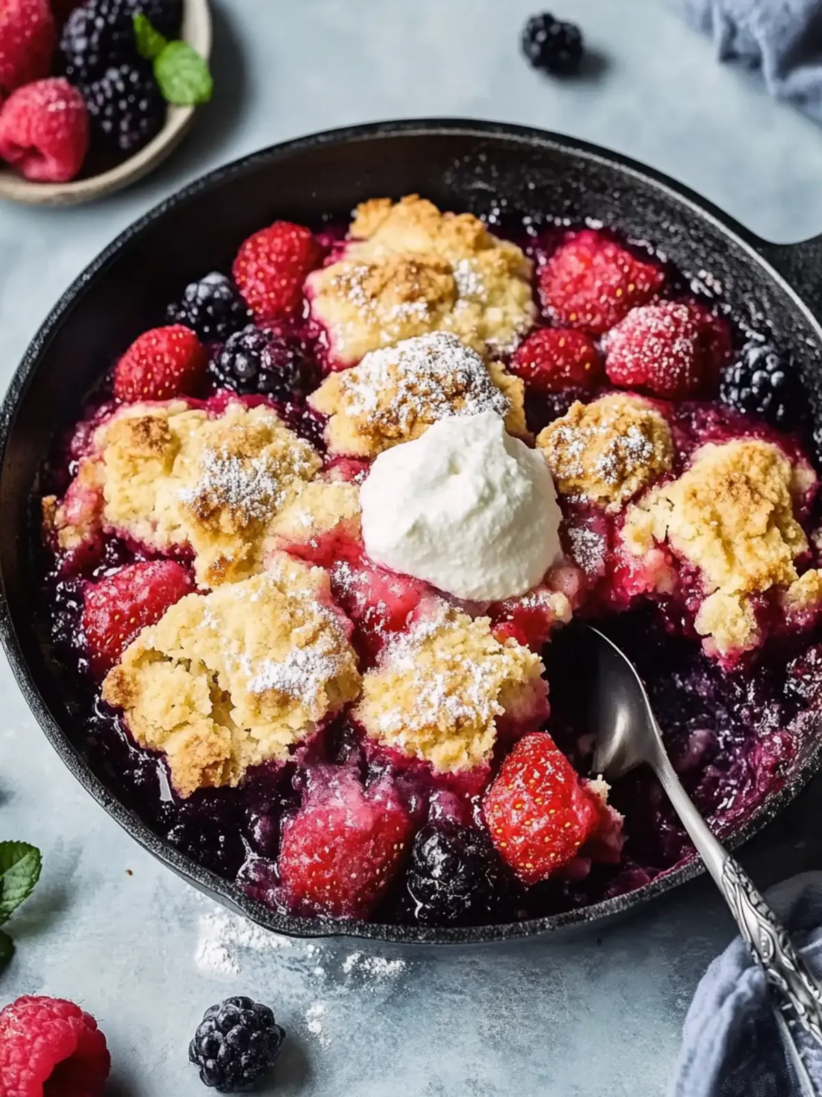Skillet Mixed Berry Buttermilk Cobbler: A Lighter Delight 3 Skillet Mixed Berry Buttermilk Cobbler