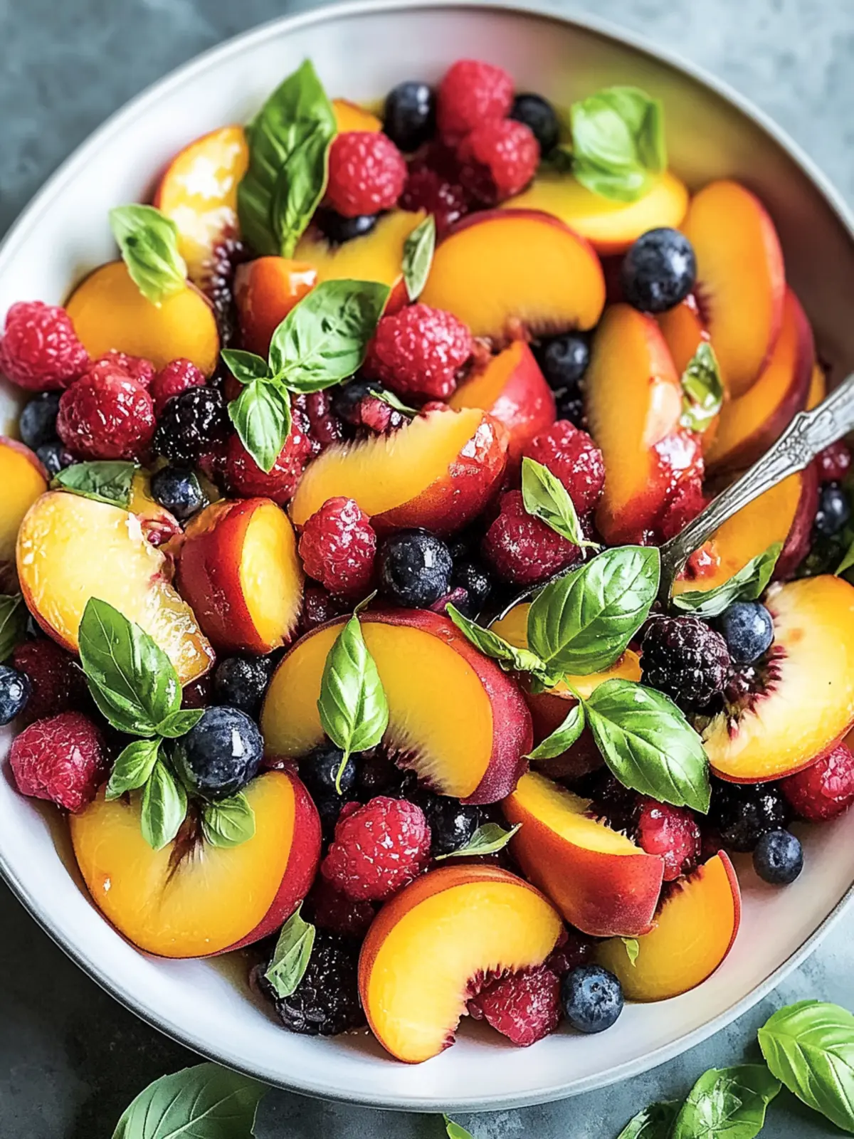 Honey Lime Basil Peach Fruit Salad: Refreshing & Vegan Bliss 3 Honey Lime Basil Peach Fruit Salad: A Refreshing Delight!