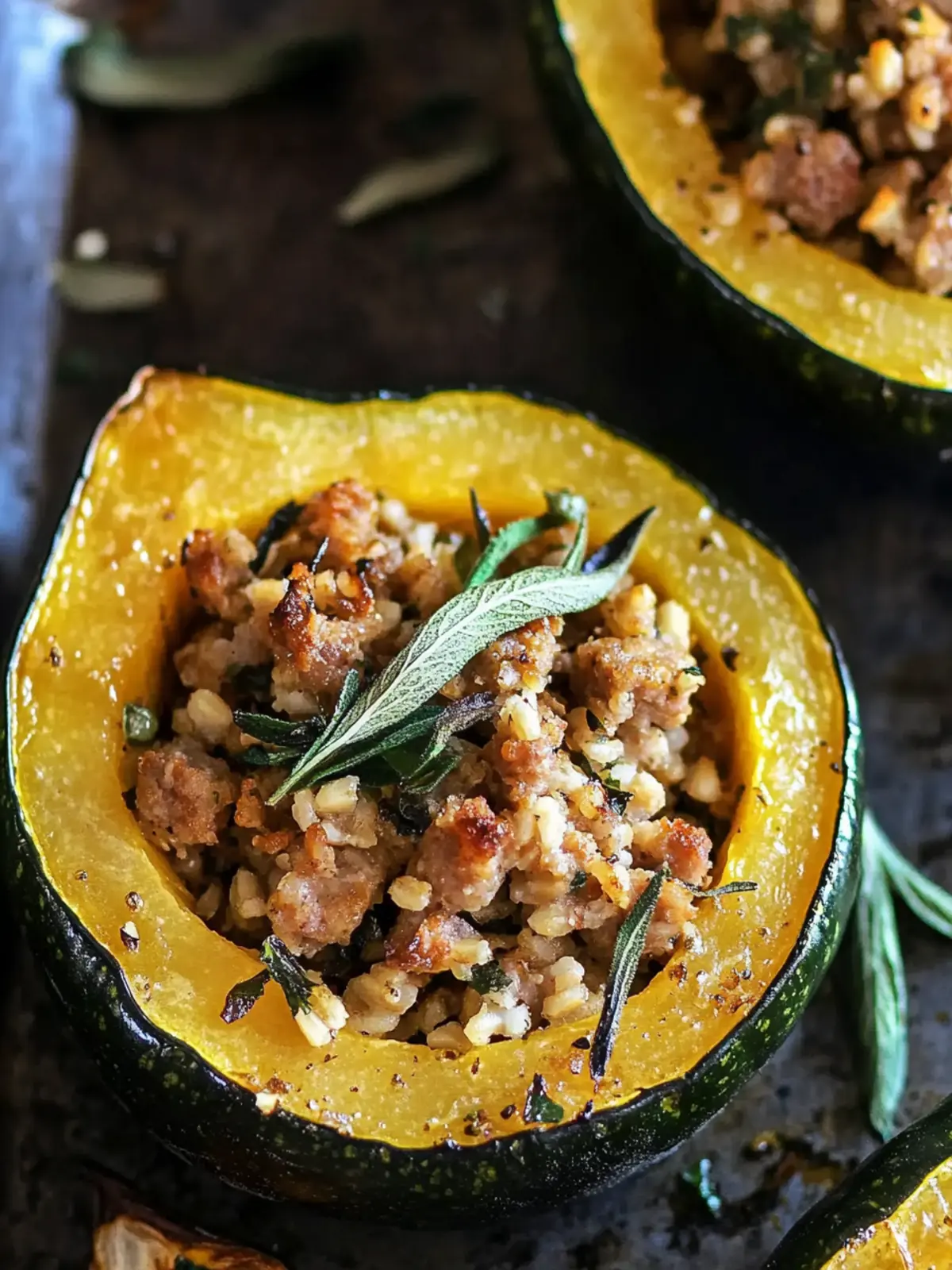 Savory Farro and Sausage Stuffed Acorn Squash Delight 2 Farro and Sausage Stuffed Acorn Squash