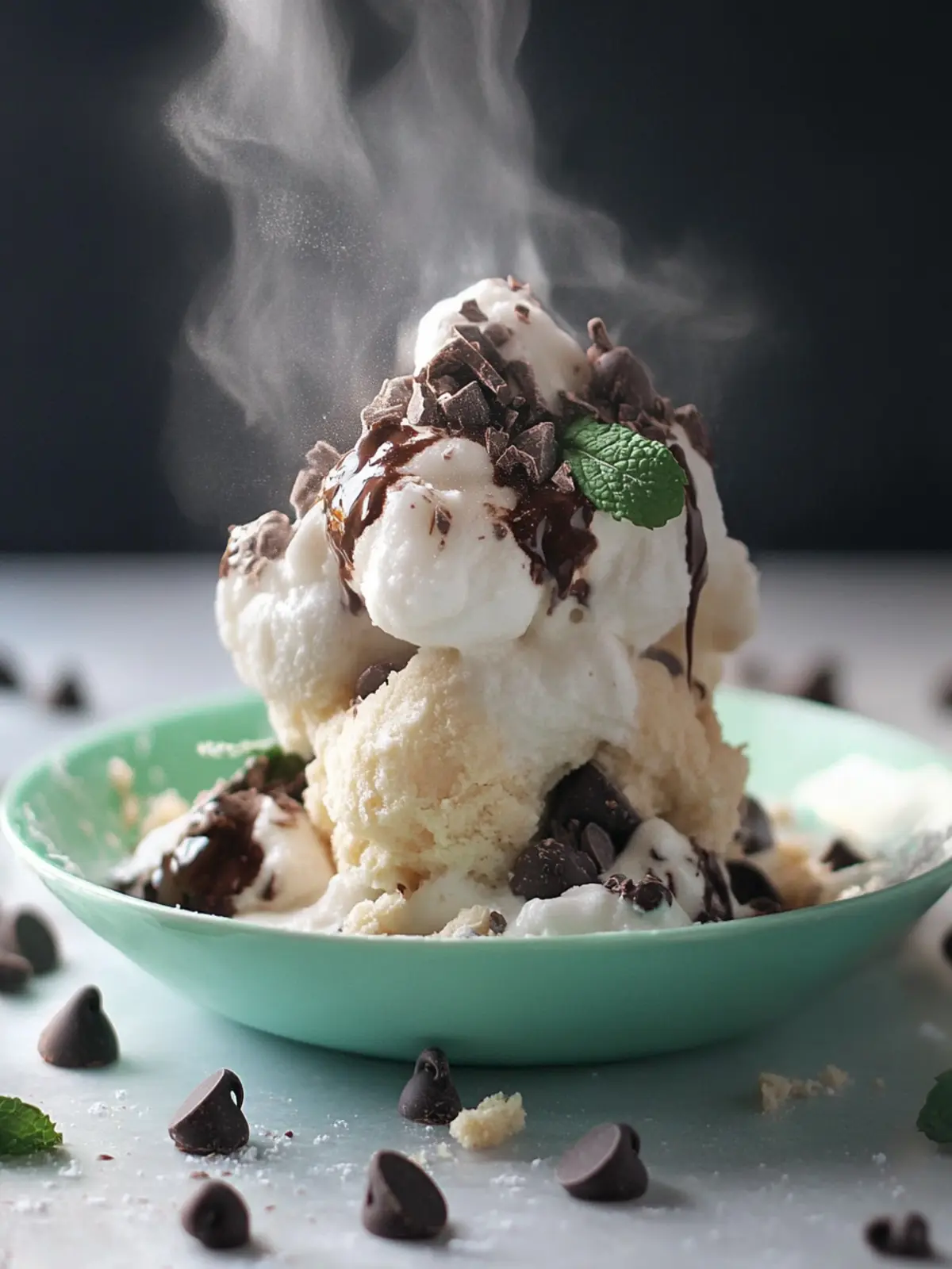 Dreamy Dark Chocolate and Mint Chip Clouds: Light Meringue Bliss 2 Dark Chocolate and Mint Chip Clouds