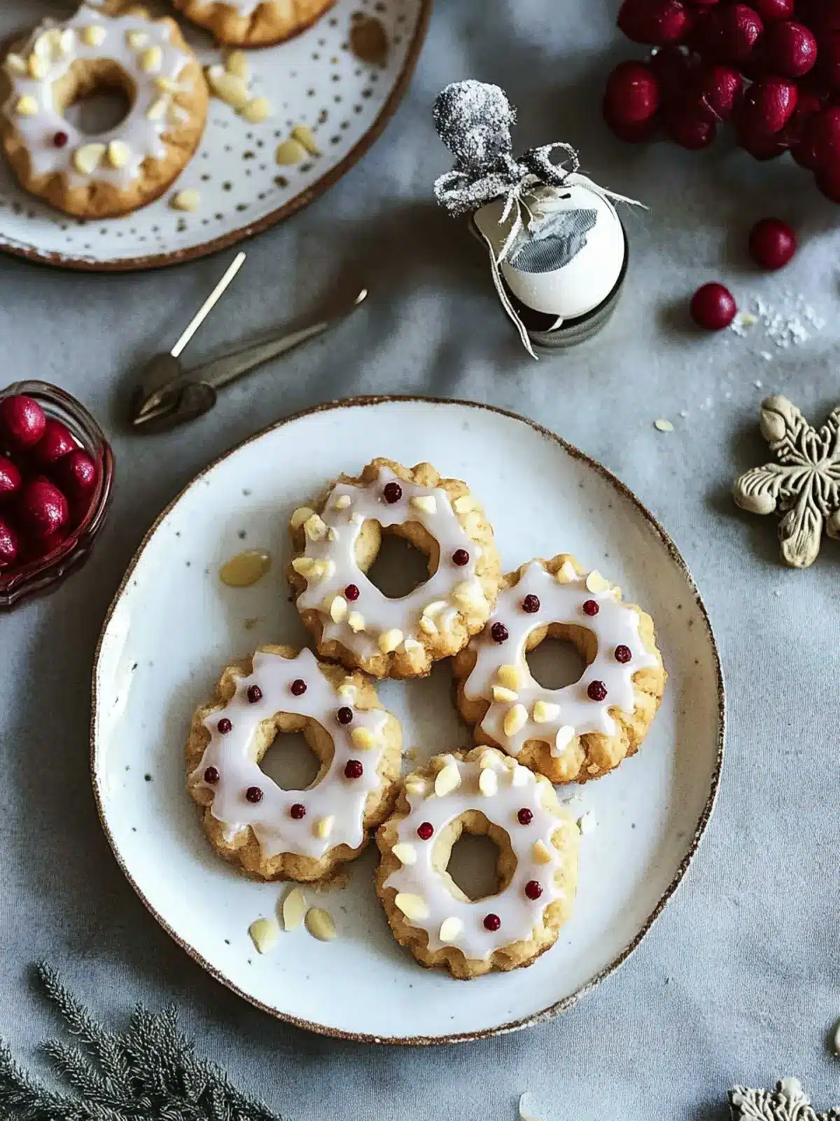 Delicious Almond Shortbread Wreaths with Brandy Glaze Magic 3 Almond shortbread wreaths with brandy glaze
