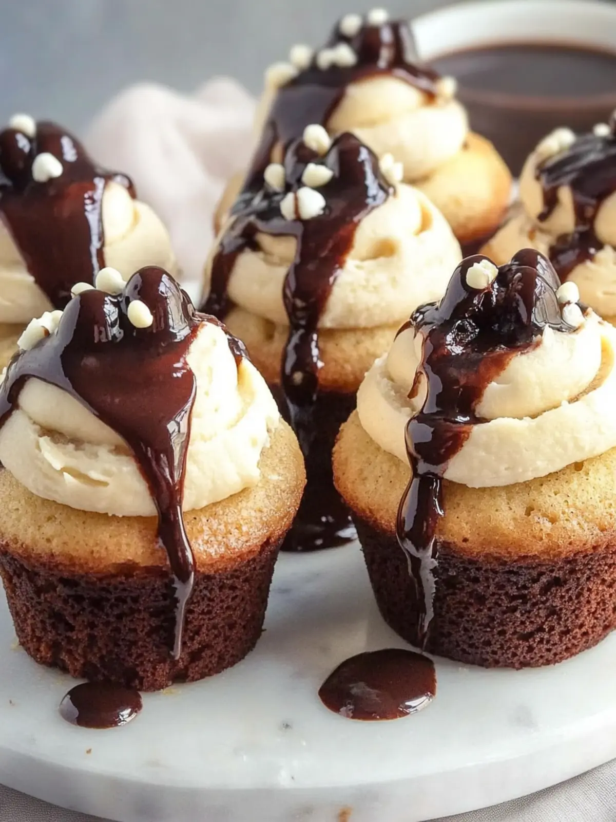 Moist Banana Cupcakes with Chocolate Sauce and Creamy Frosting 4 Moist Banana Cupcakes with Chocolate Sauce and Frosting