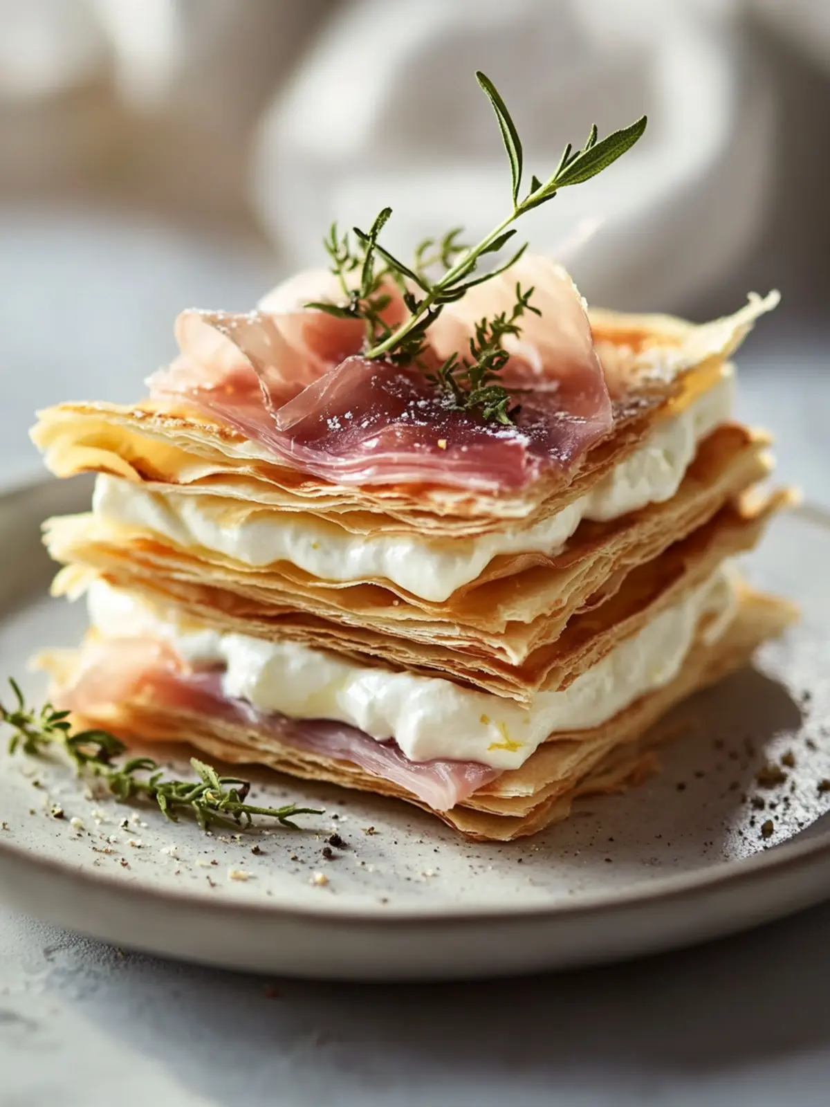 Savory Mille-Feuille with Lemon Ricotta & Prosciutto Bliss 4 Savory Mille-Feuille with Lemon Ricotta & Prosciutto