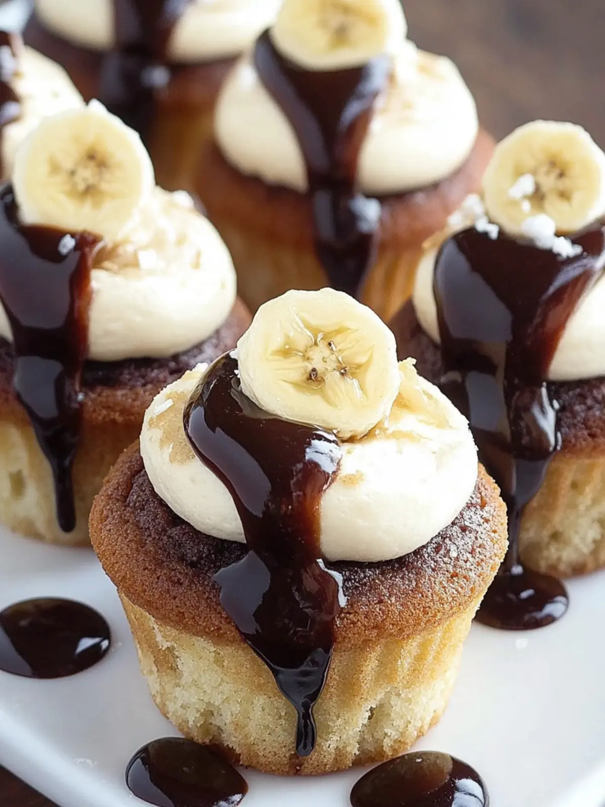 Moist Banana Cupcakes with Chocolate Sauce and Creamy Frosting 3 Moist Banana Cupcakes with Chocolate Sauce and Frosting