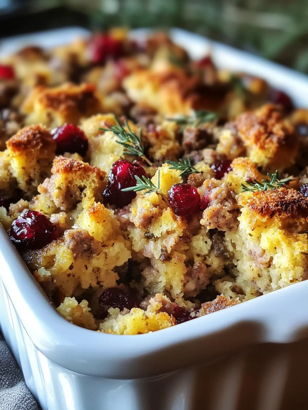Cranberry Sausage Stuffing Breakfast Casserole for Cozy Mornings 2 Cranberry Sausage Stuffing Breakfast Casserole