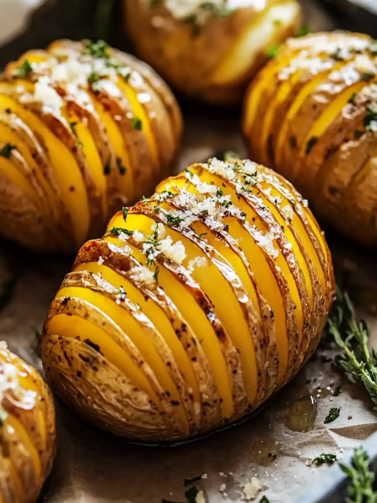 Crispy Hasselback Potatoes with Garlic Love and Aromatic Herbs 3 Hasselback Potatoes