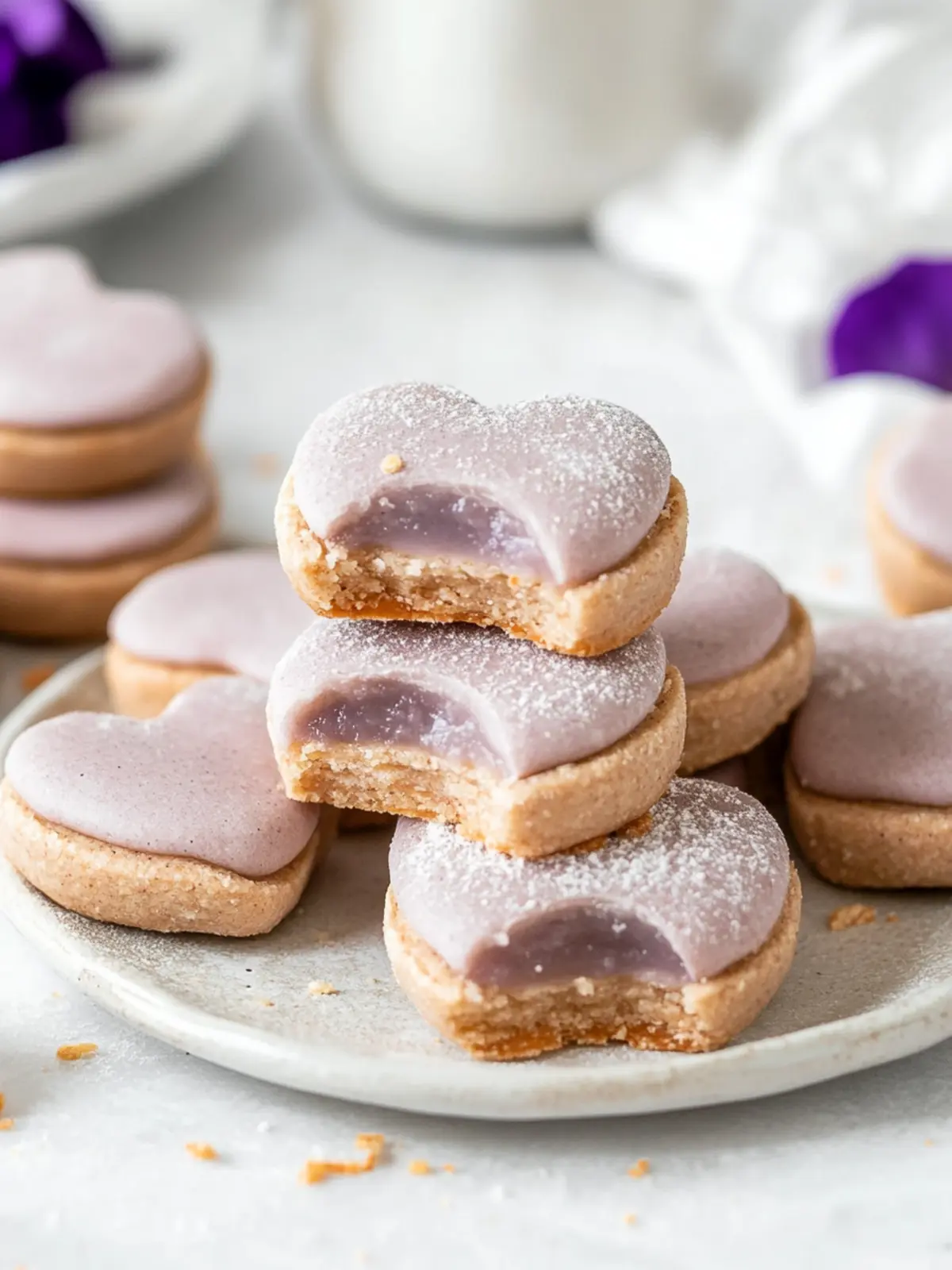 Heart Shaped Taro Alfajores Cookies Recipe for Sweet Moments 2 Heart Shaped Taro Alfajores Cookies Recipe