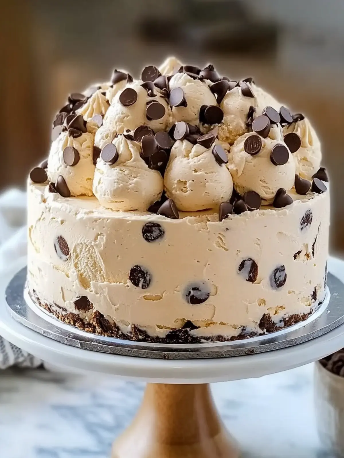 Decadent Chocolate Chip Cookie Dough Ice Cream Cake for All! 4 CHOCOLATE CHIP COOKIE DOUGH ICE CREAM CAKE