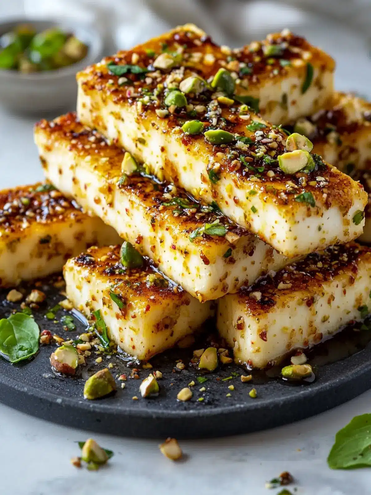 Swicy Pistachio Halloumi with Lime Glaze - A Crispy Delight! 4 Swicy Pistachio Halloumi with Lime Glaze Crispy & Bold Flavor