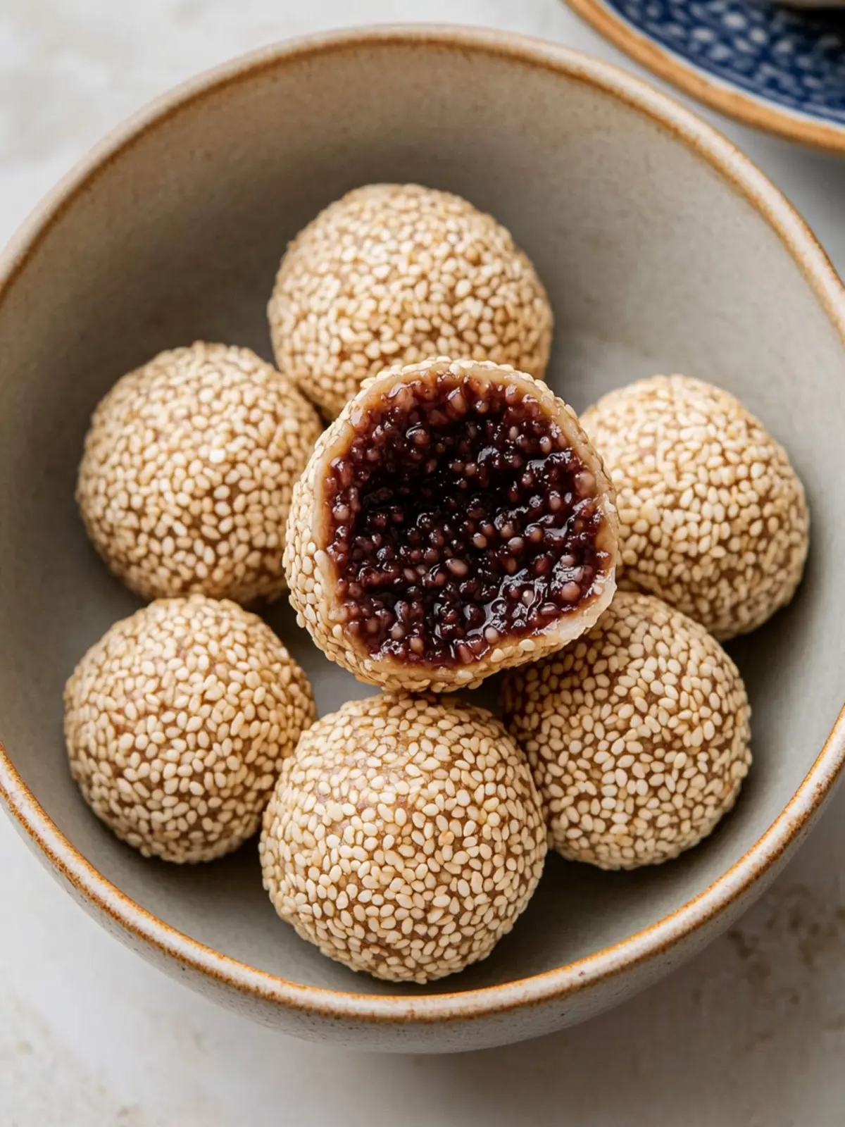 Crispy Sesame Balls with Red Bean Paste for Sweet Moments 4 Sesame Balls with Red Bean Paste