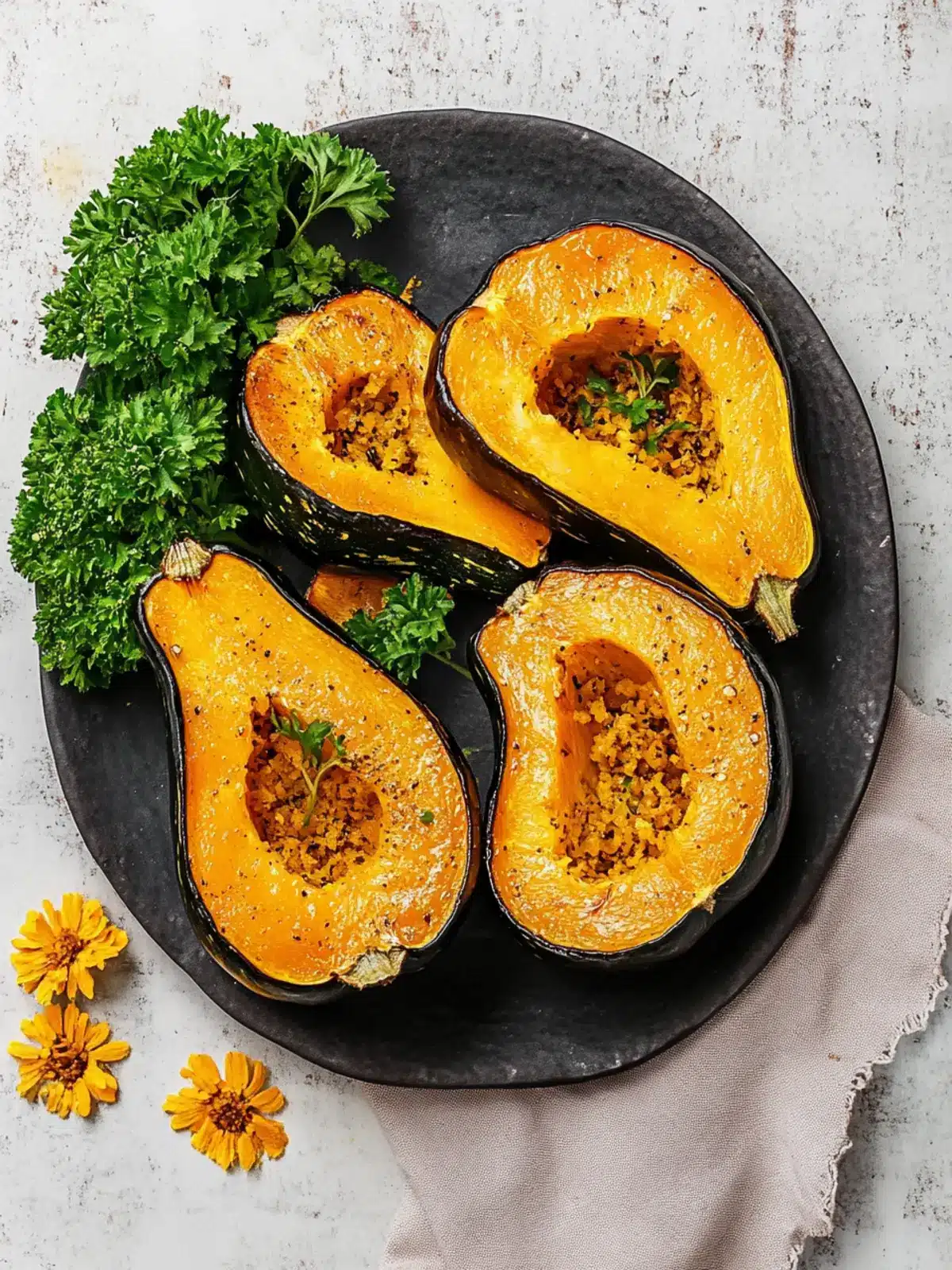 Irresistible Roasted Acorn Squash with Garlic & Herbs 2 Roasted Acorn Squash