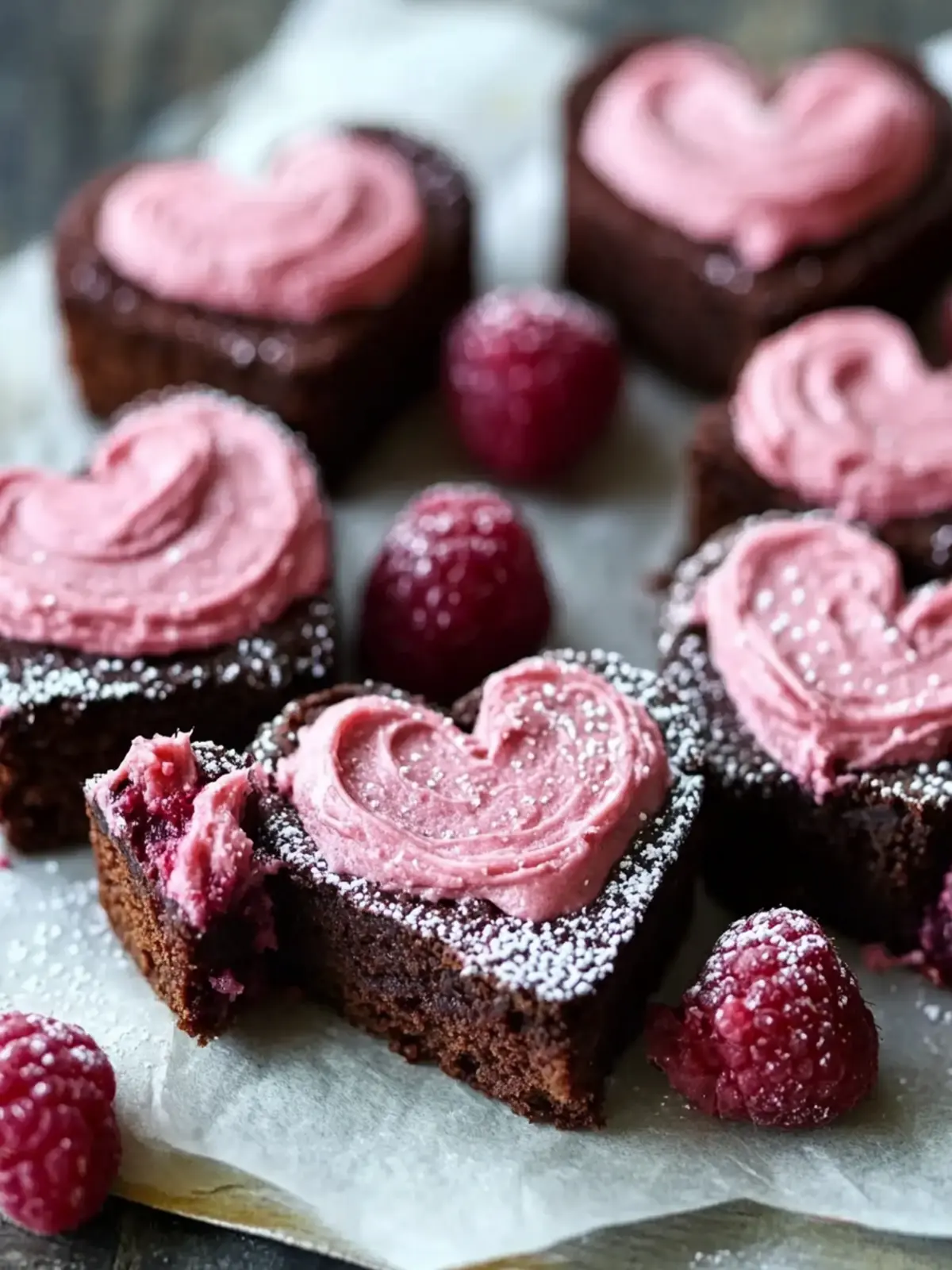 Heart-Shaped Brownies with Dreamy Raspberry Buttercream Bliss 3 Heart-Shaped Brownies with Dreamy Raspberry Buttercream Delight
