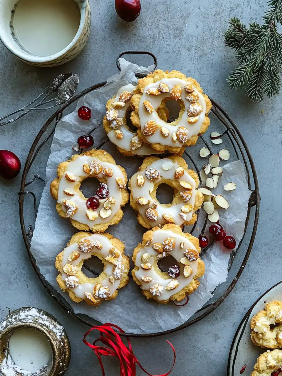 Delicious Almond Shortbread Wreaths with Brandy Glaze Magic 2 Almond shortbread wreaths with brandy glaze